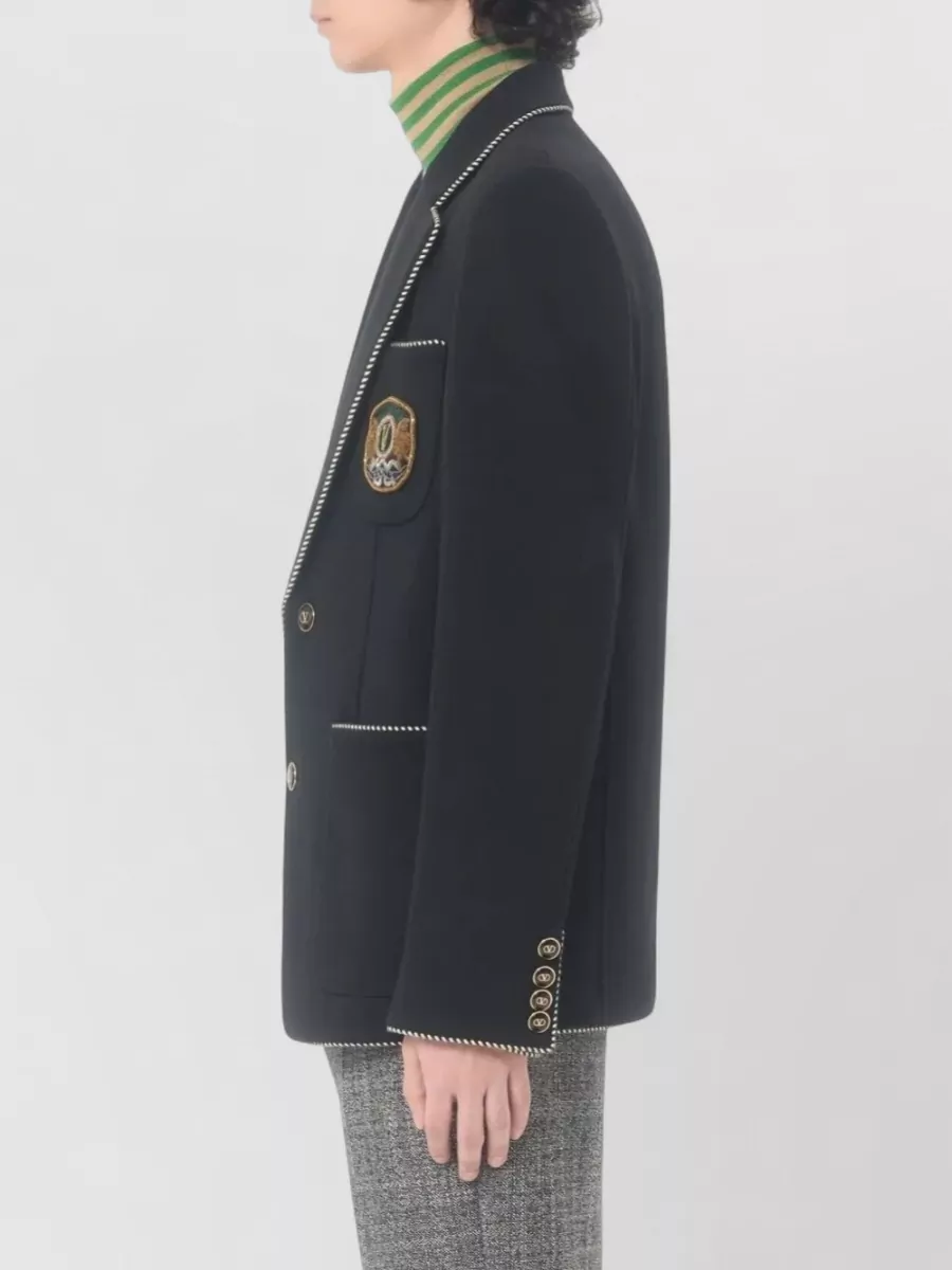 Valentino Garavani Blazer With Embroidered Patch And Buttons