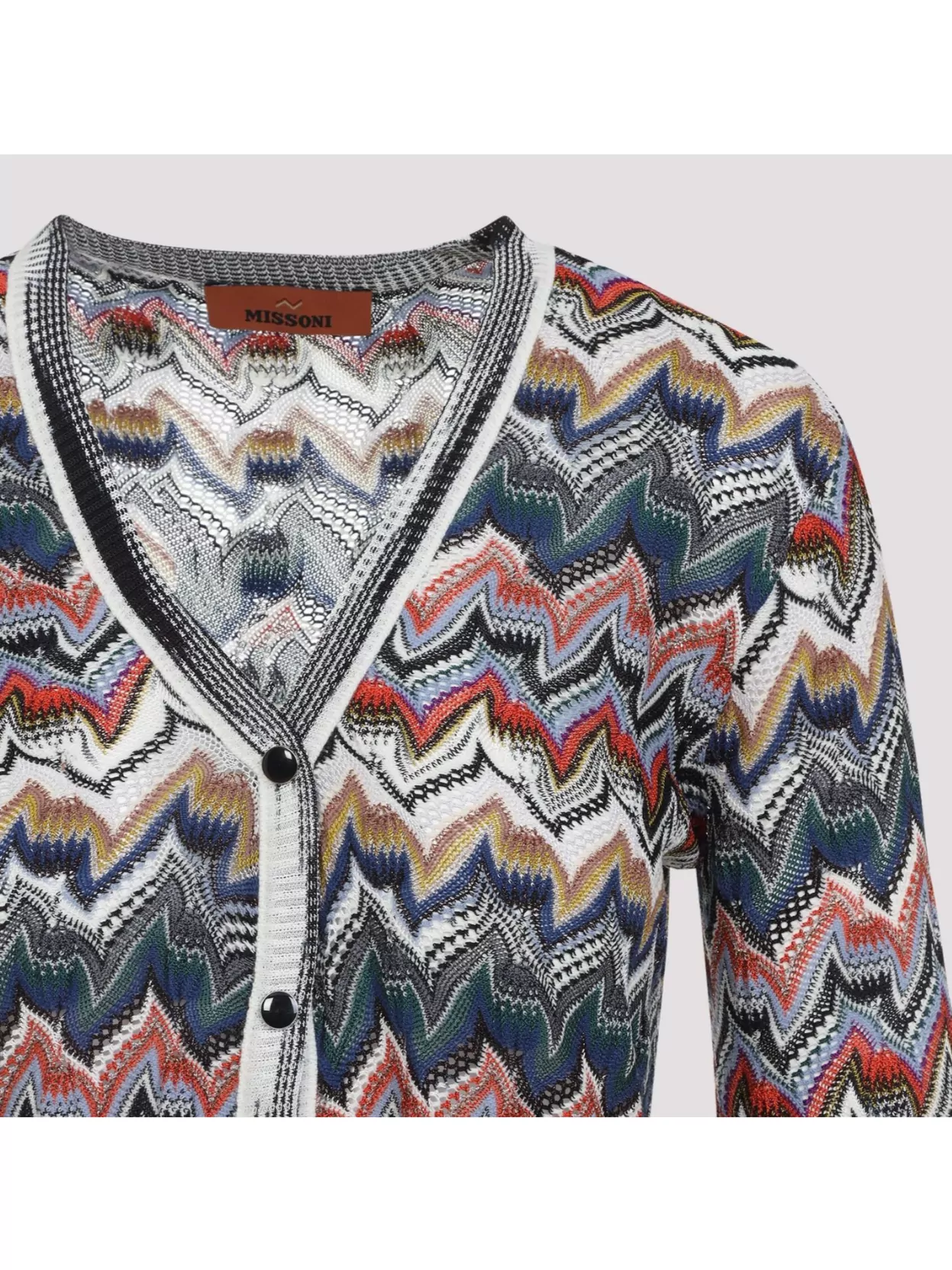 Missoni Womens Multicolor Tones Chevron V-neck Knit Cardigan In Gray