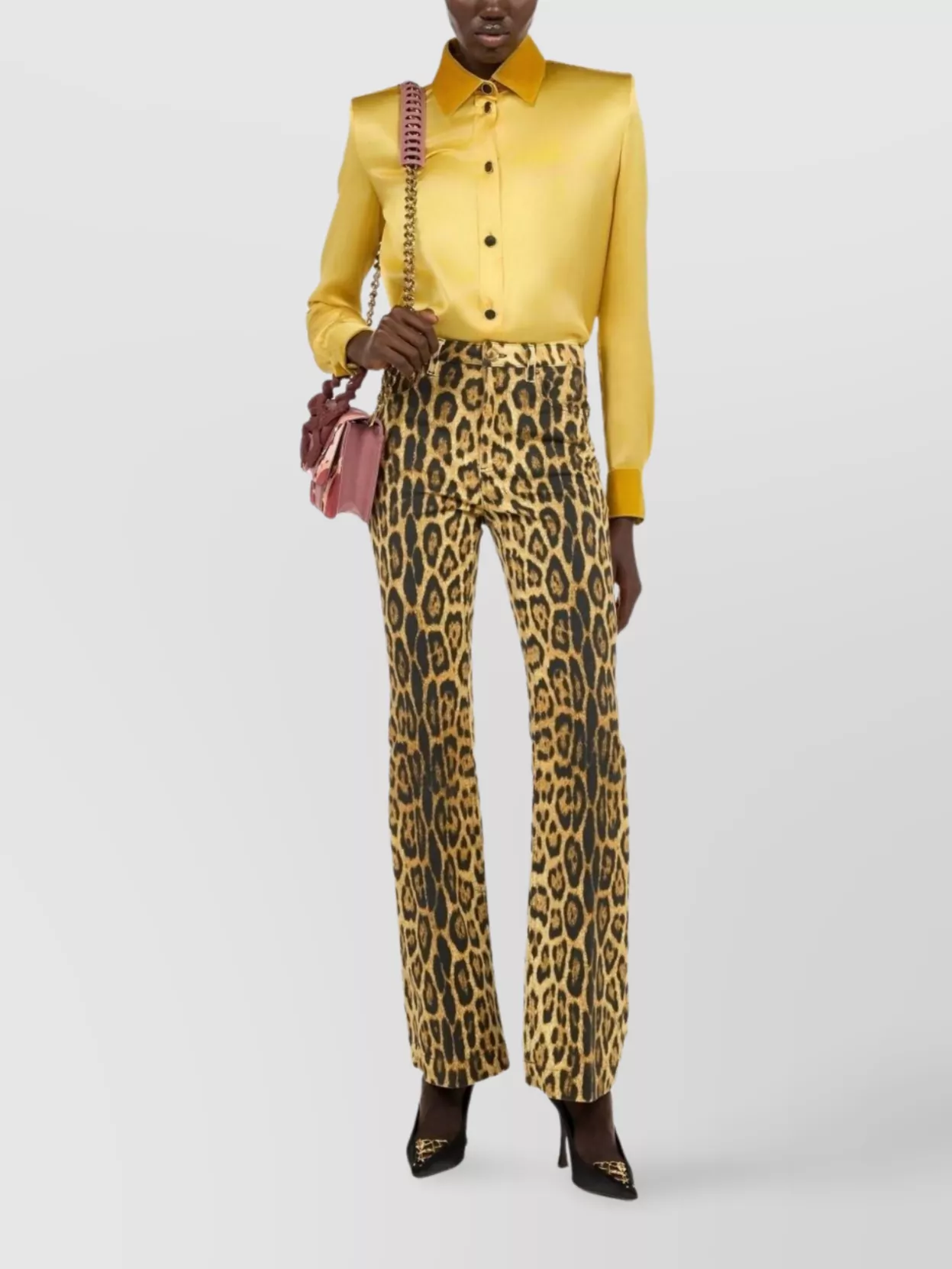 Roberto Cavalli Flared Leopard Print Trousers Pockets