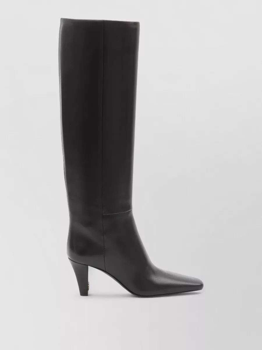 Saint Laurent Jill Knee Boots Leather Squared Toe