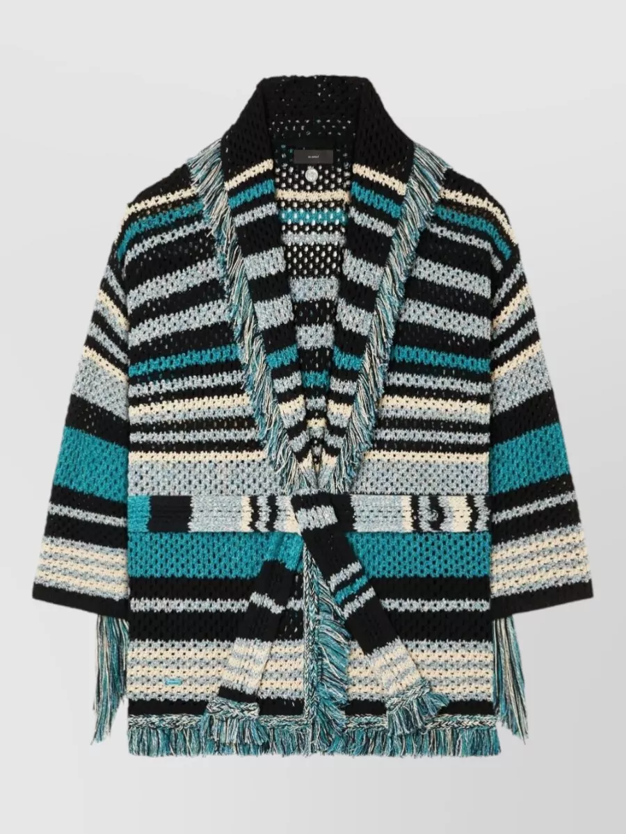 Alanui striped wool belted cardigan