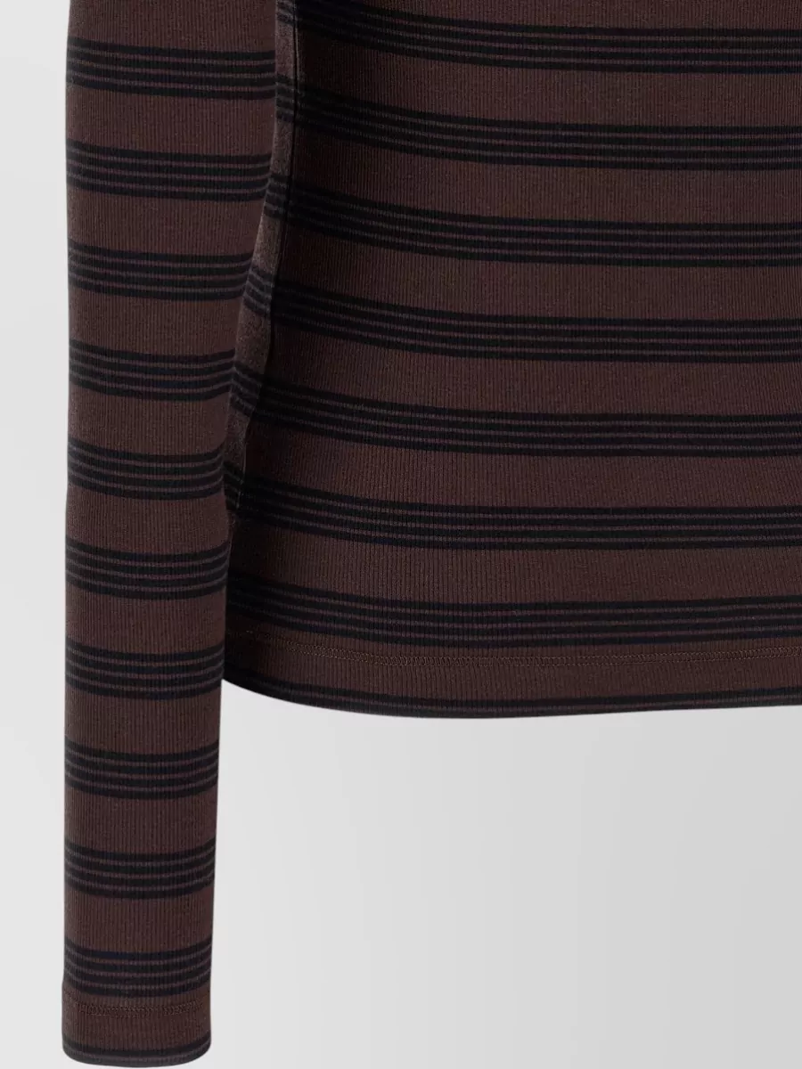 Ganni Crew Neck Striped Knit Long Sleeve Top