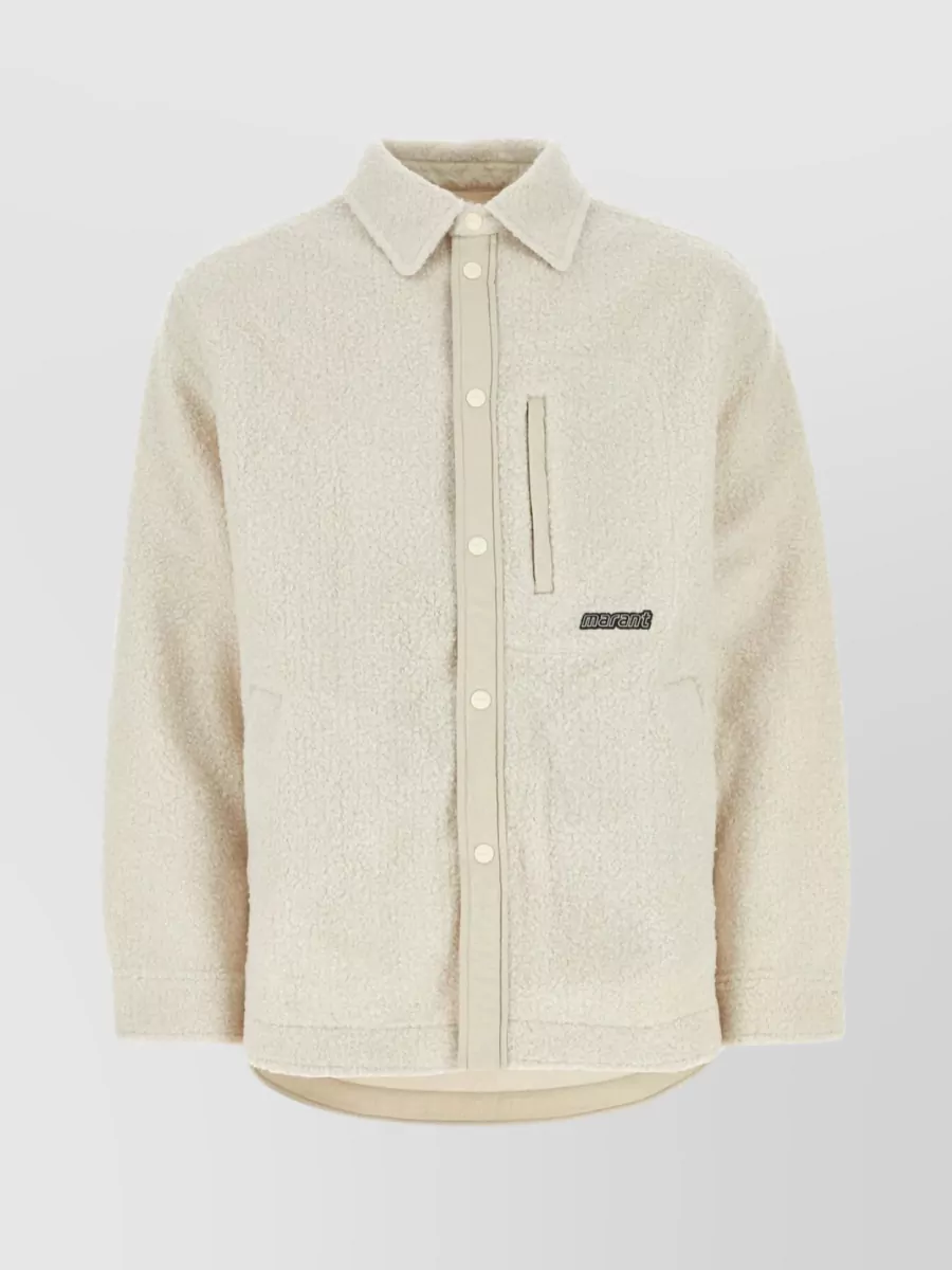 Shop Isabel Marant Textured Lightweight Teddy Jacket With Cuffed Sleeves In Cream
