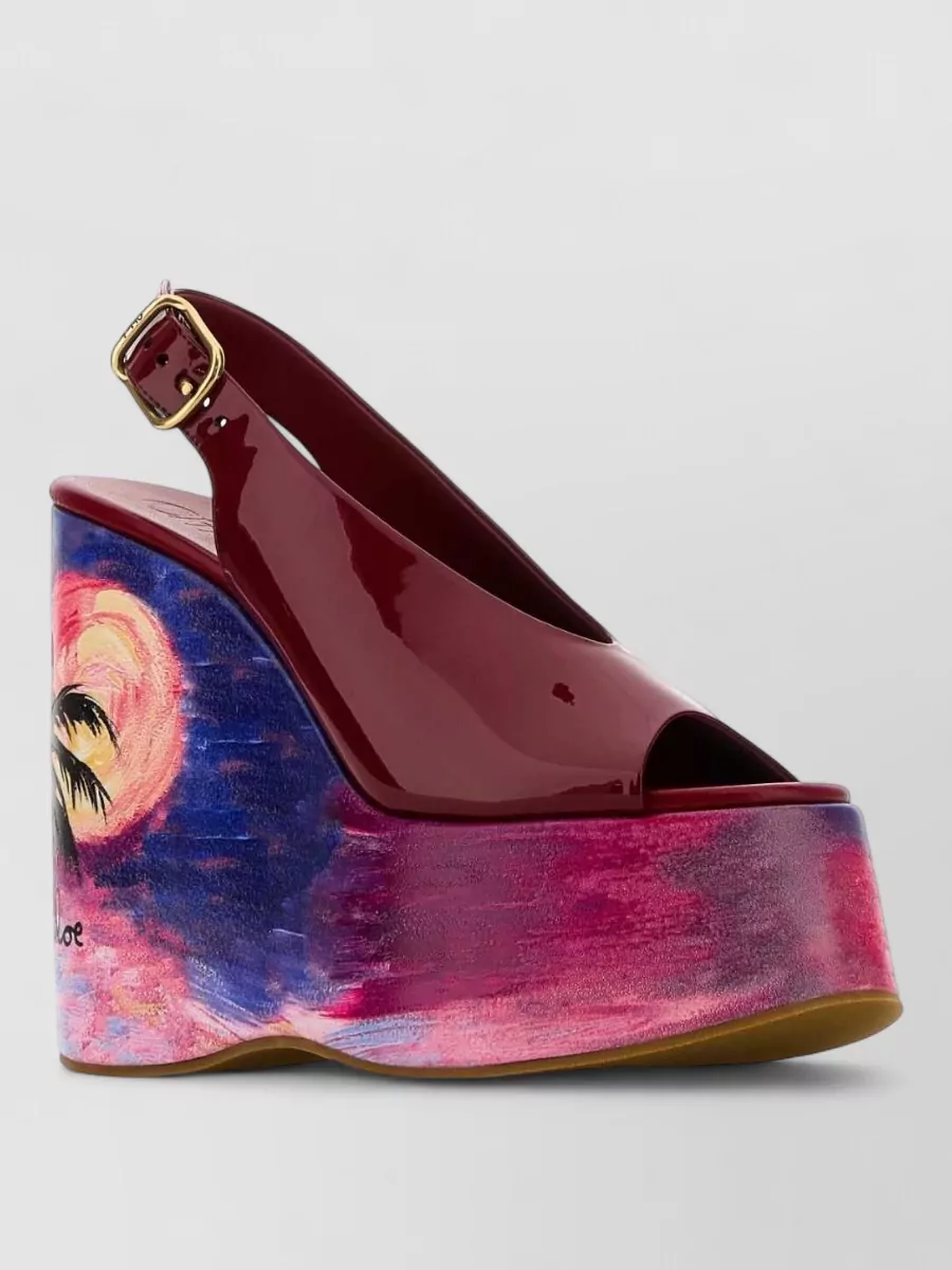 Chloé Leather Wedge Sandals