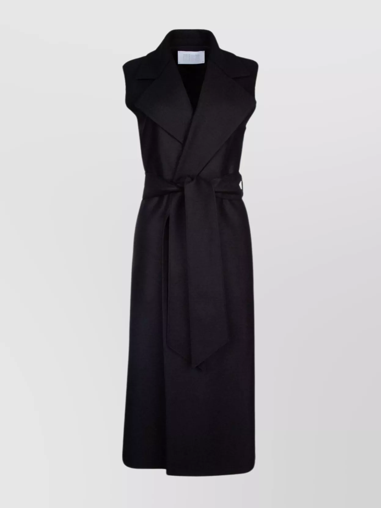 Shop Harris Wharf London Waist-belted Sleeveless Wool Vest In Black