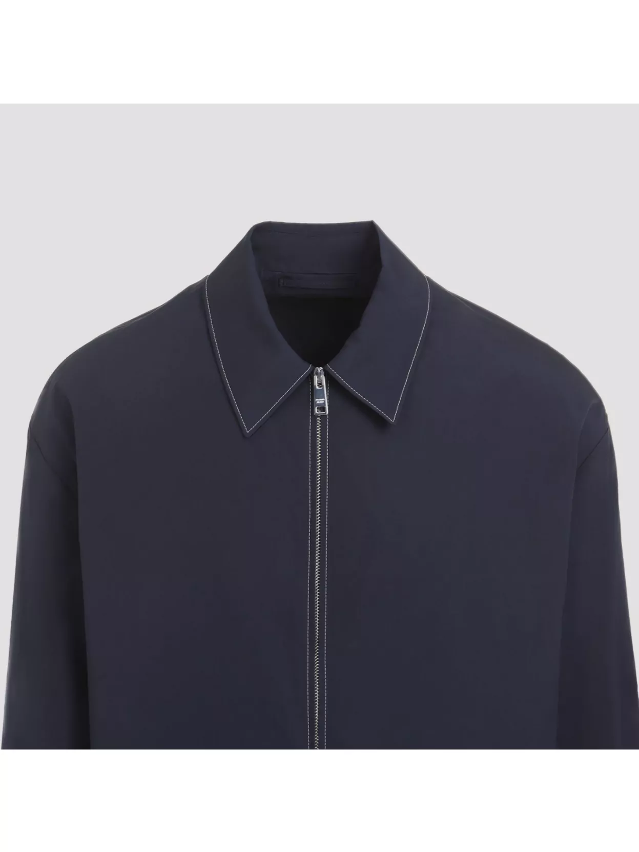Prada Cotton Blouson With Contrasting Stitching In Blue