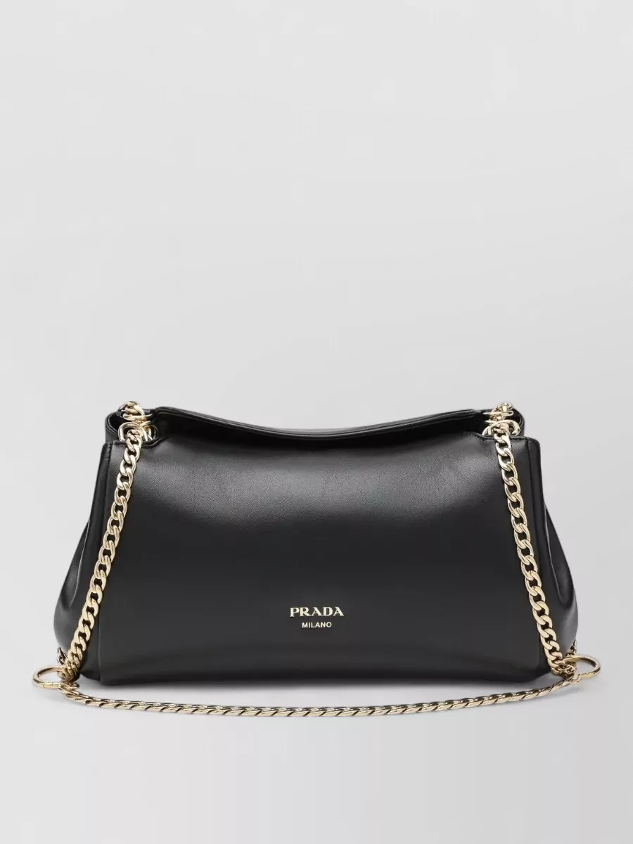Prada Na re-nylon and leather medium top-handle bag with padlock
