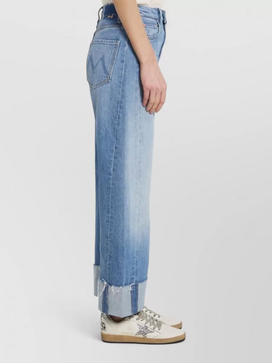 Mother Denim High-Rise Wide-Leg Cropped Jeans