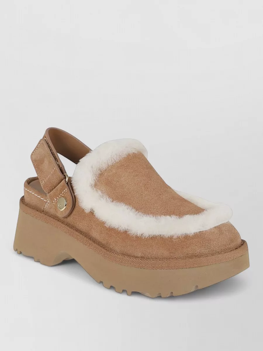 Ugg Slippers Chunky Sole Faux Fur Slingback