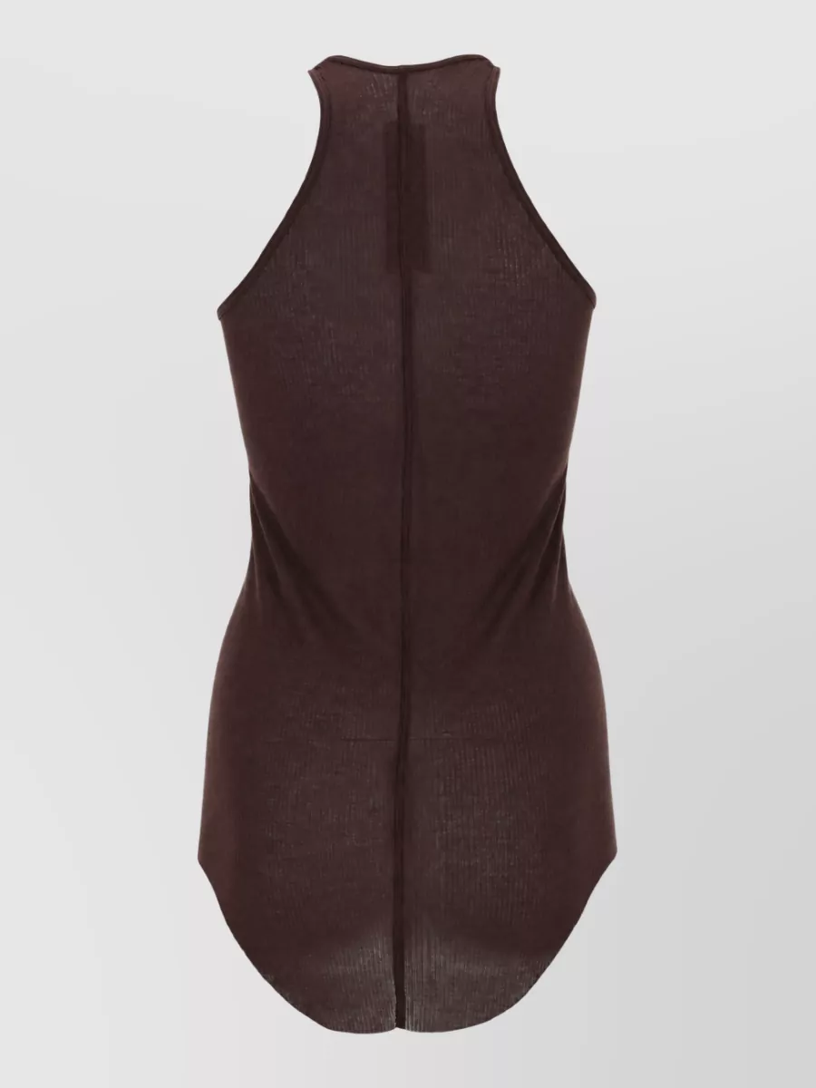 Rick Owens Ribbed Sleeveless Top High Neckline Fitted