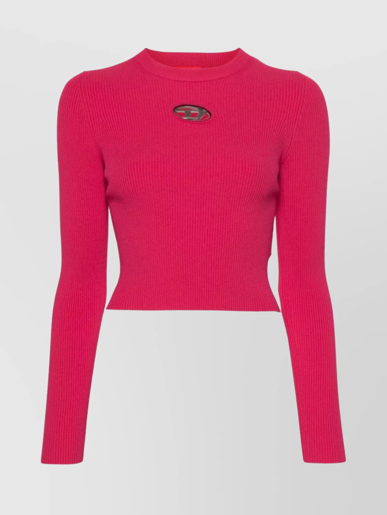 Shop Diesel Cut-out Ribbed Crew Neck Top In Pink