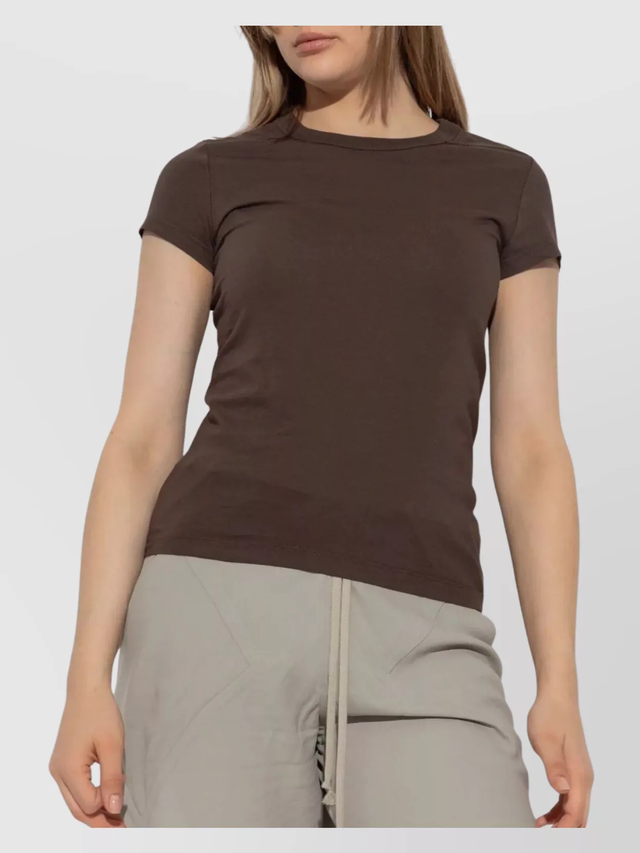 Rick Owens Cropped T-shirt Level T In Brown