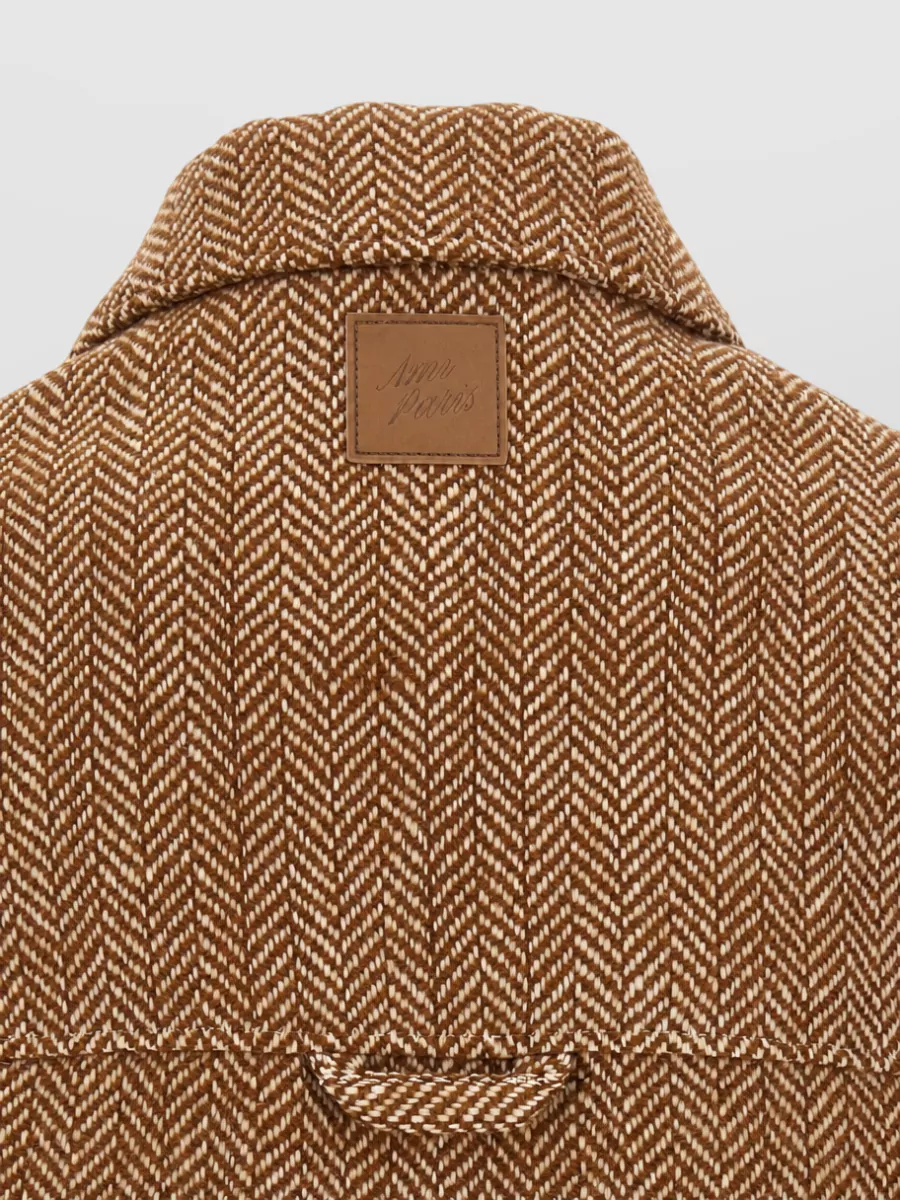Ami Paris Virgin Wool Chevron Single Breasted Coat