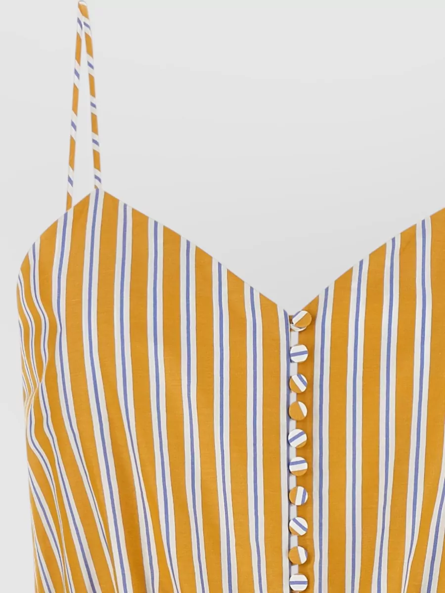 The Andamane Striped Sleeveless Sweetheart Neck Cotton Jumpsuit