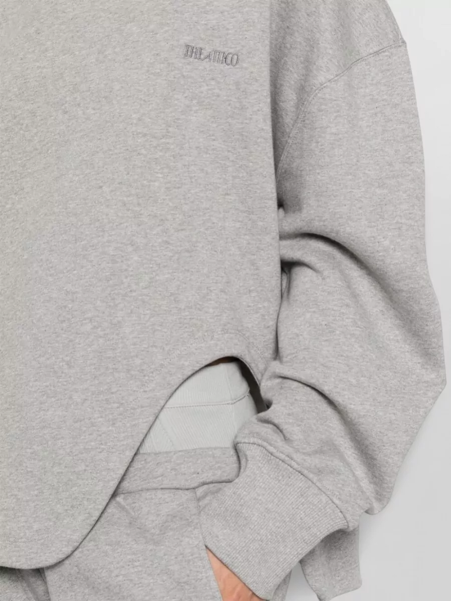 The Attico Crew Neck Cutout Long Sleeve Knit Top