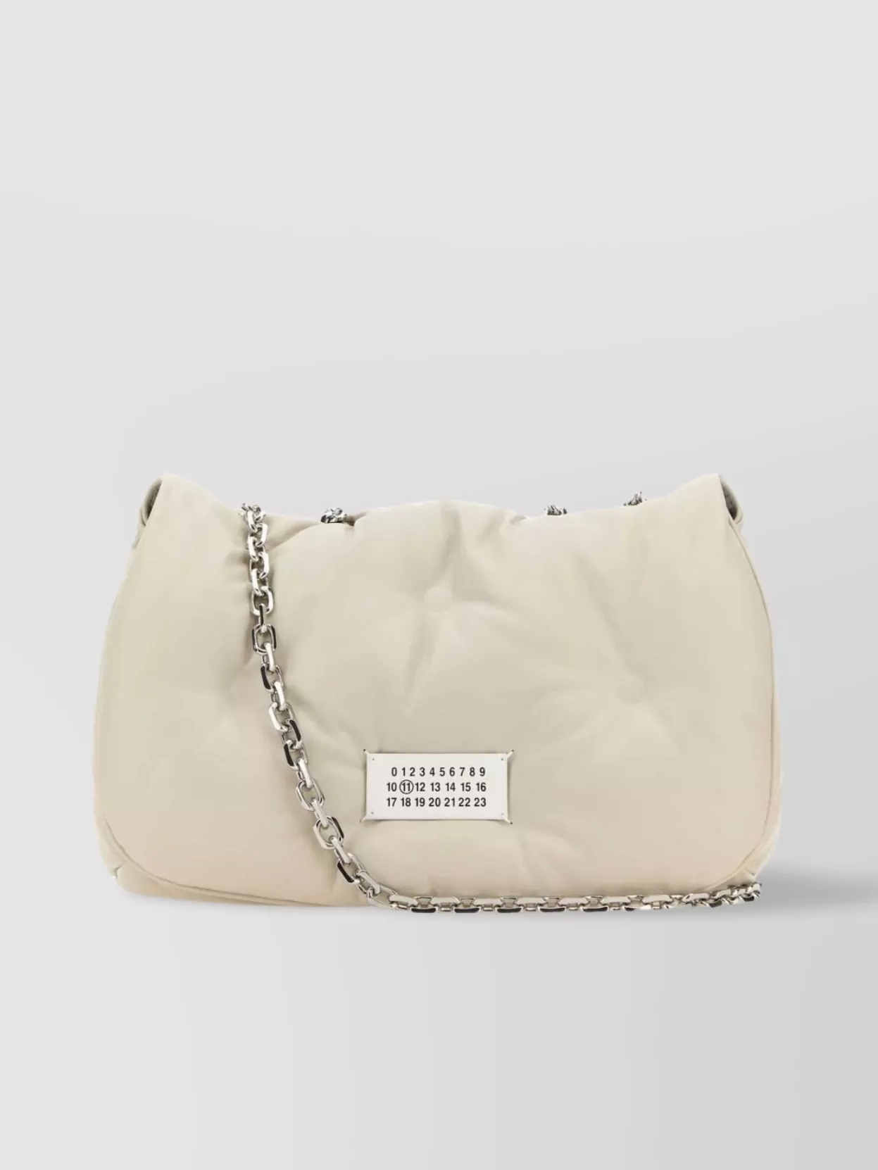 Shop Maison Margiela Glam Slam Nappa Leather Medium Shoulder Bag In Beige