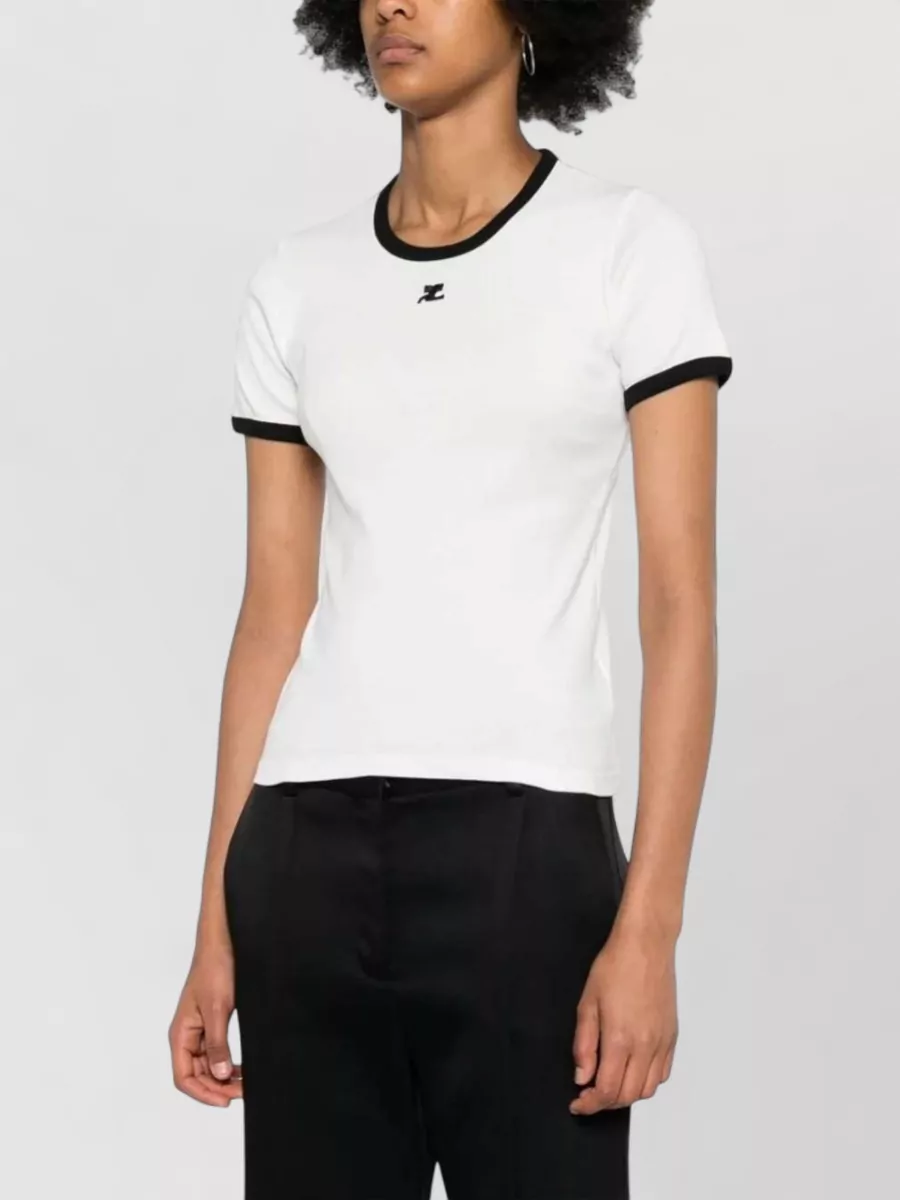 Courrèges Signature Contrast Jersey Crew Neck T Shirt