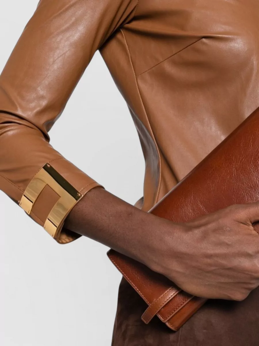 Elisabetta Franchi Faux-Leather Long-Sleeve Shirt