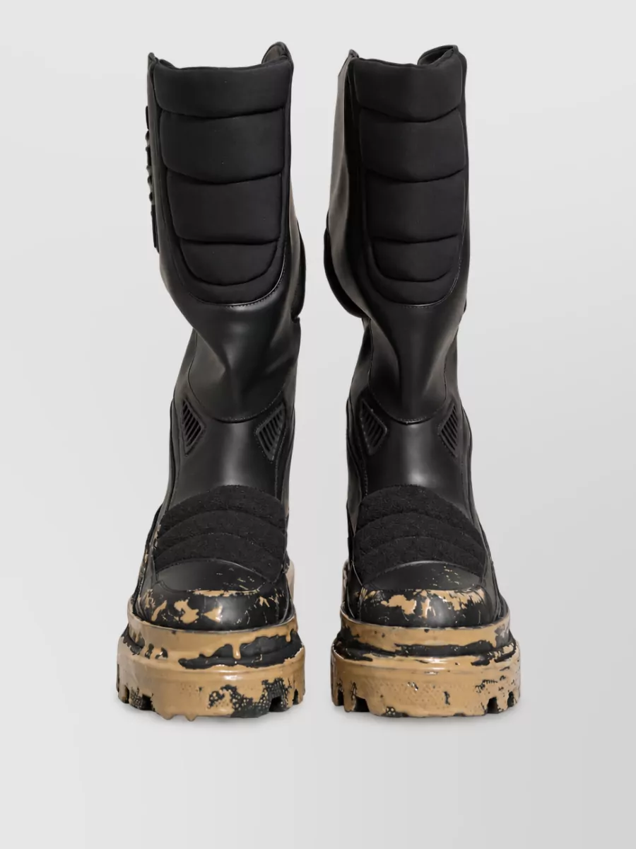 Dolce&Gabbana Leather Biker Mid Calf Boots