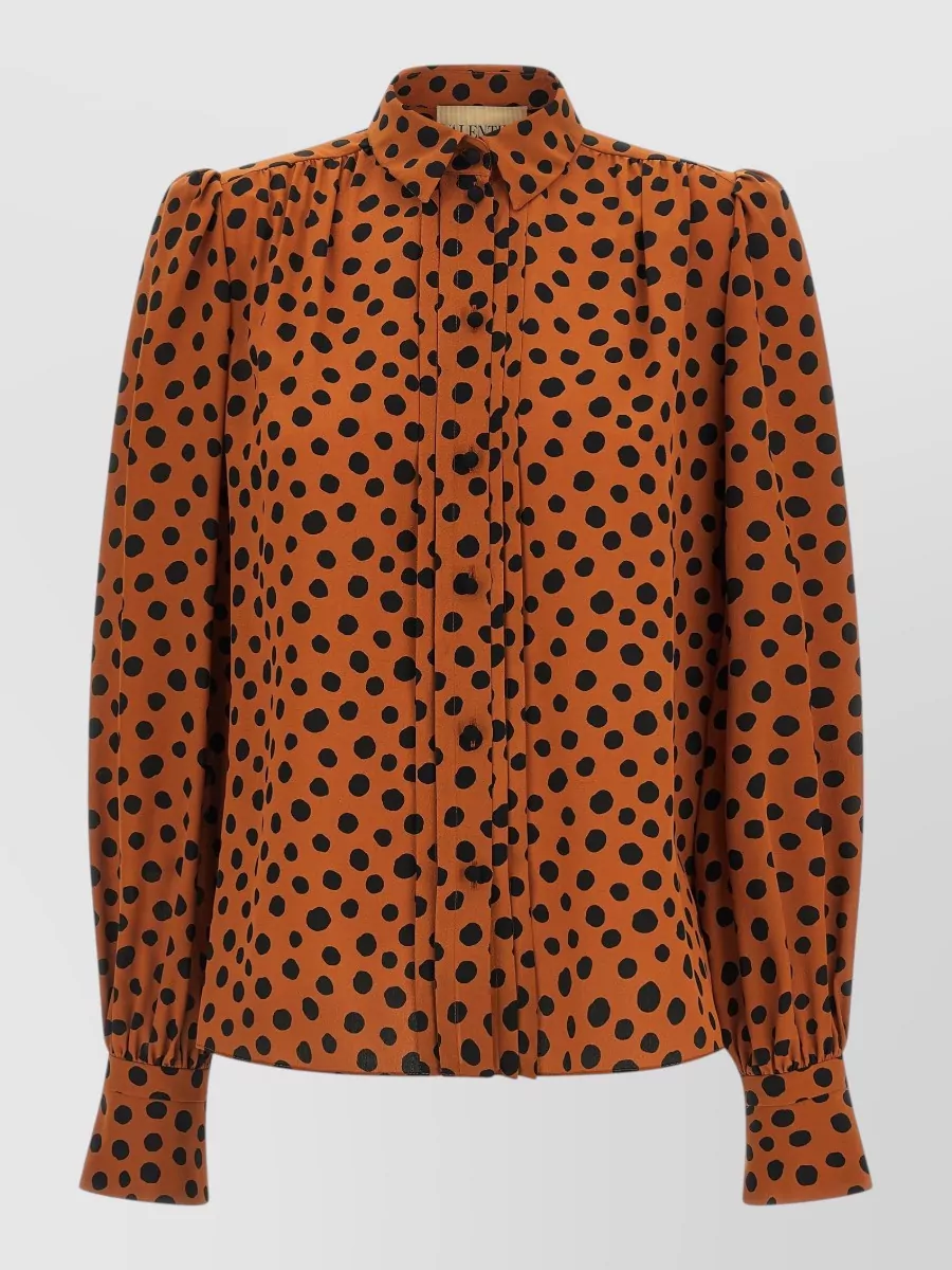Valentino Garavani silk polka-dot long-sleeve blouse