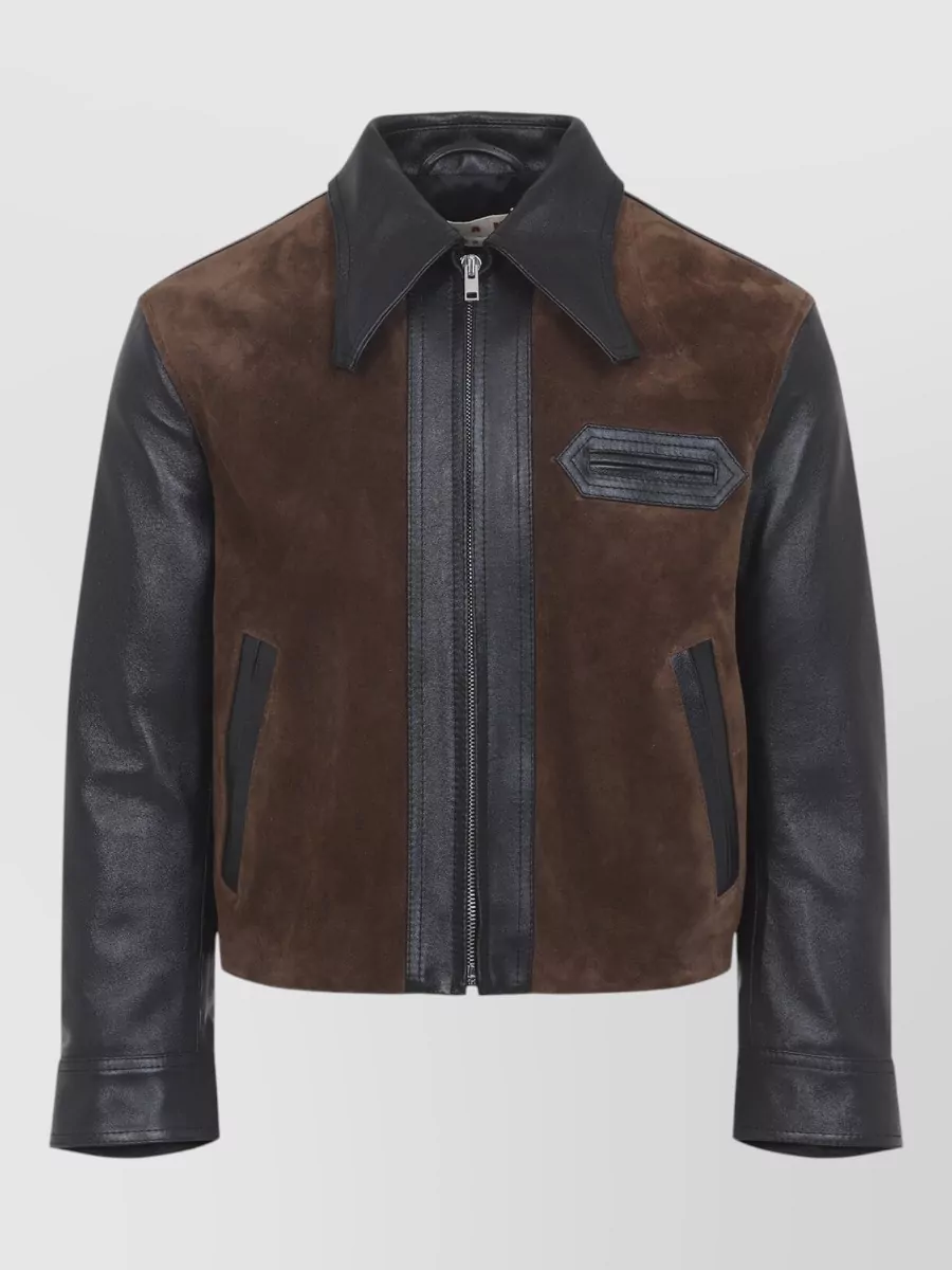 Marni two tone leather jacket