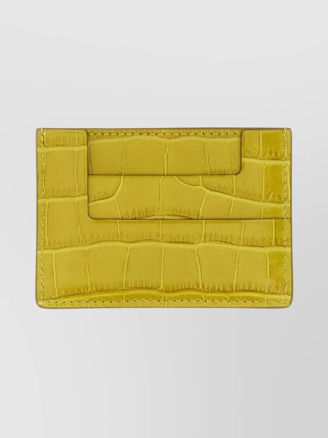 Tom Ford Logo Embossed Card Holder In Crocodile Texture