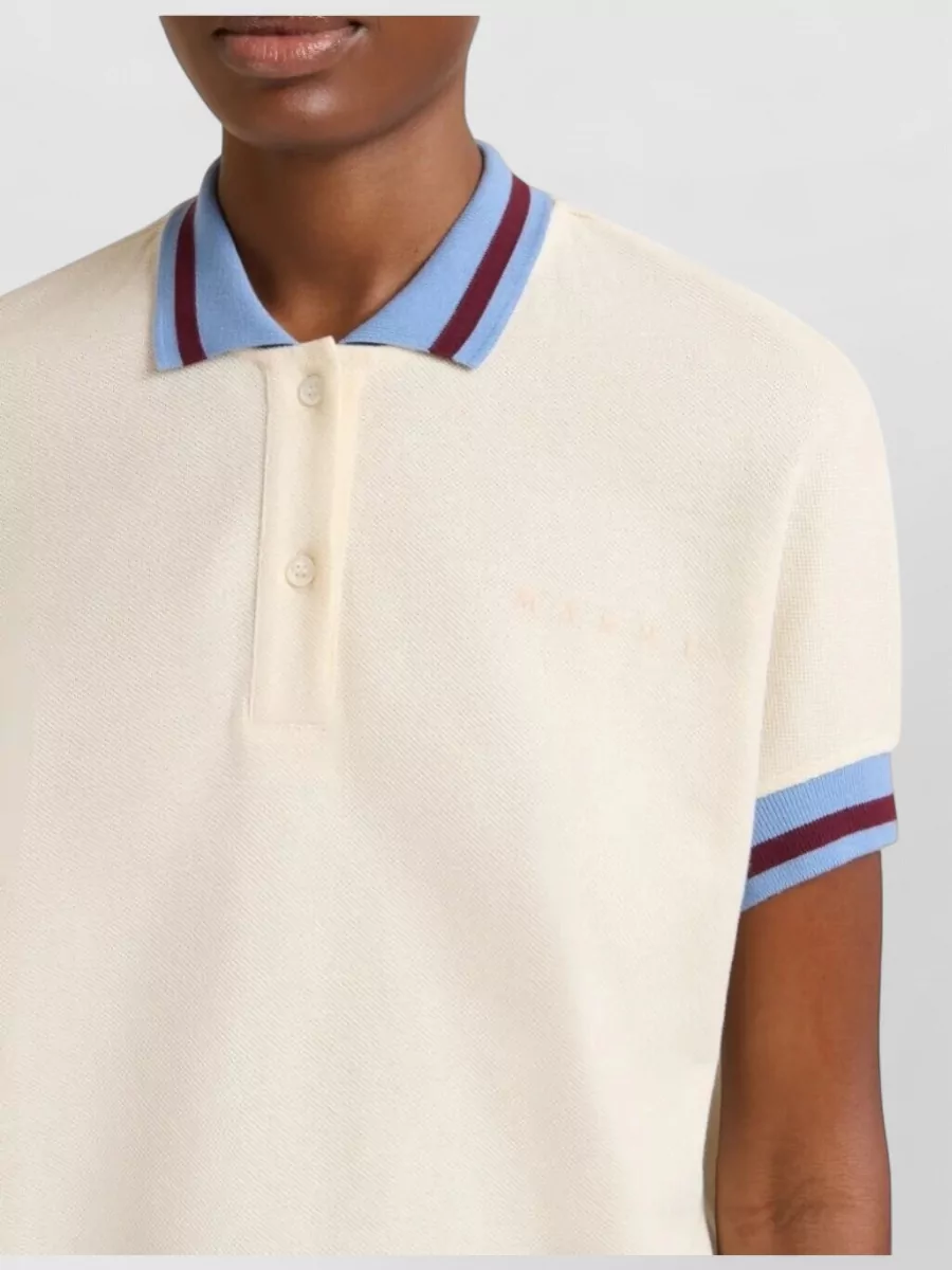 Marni Cotton Piqué Polo Shirt Contrast Collar