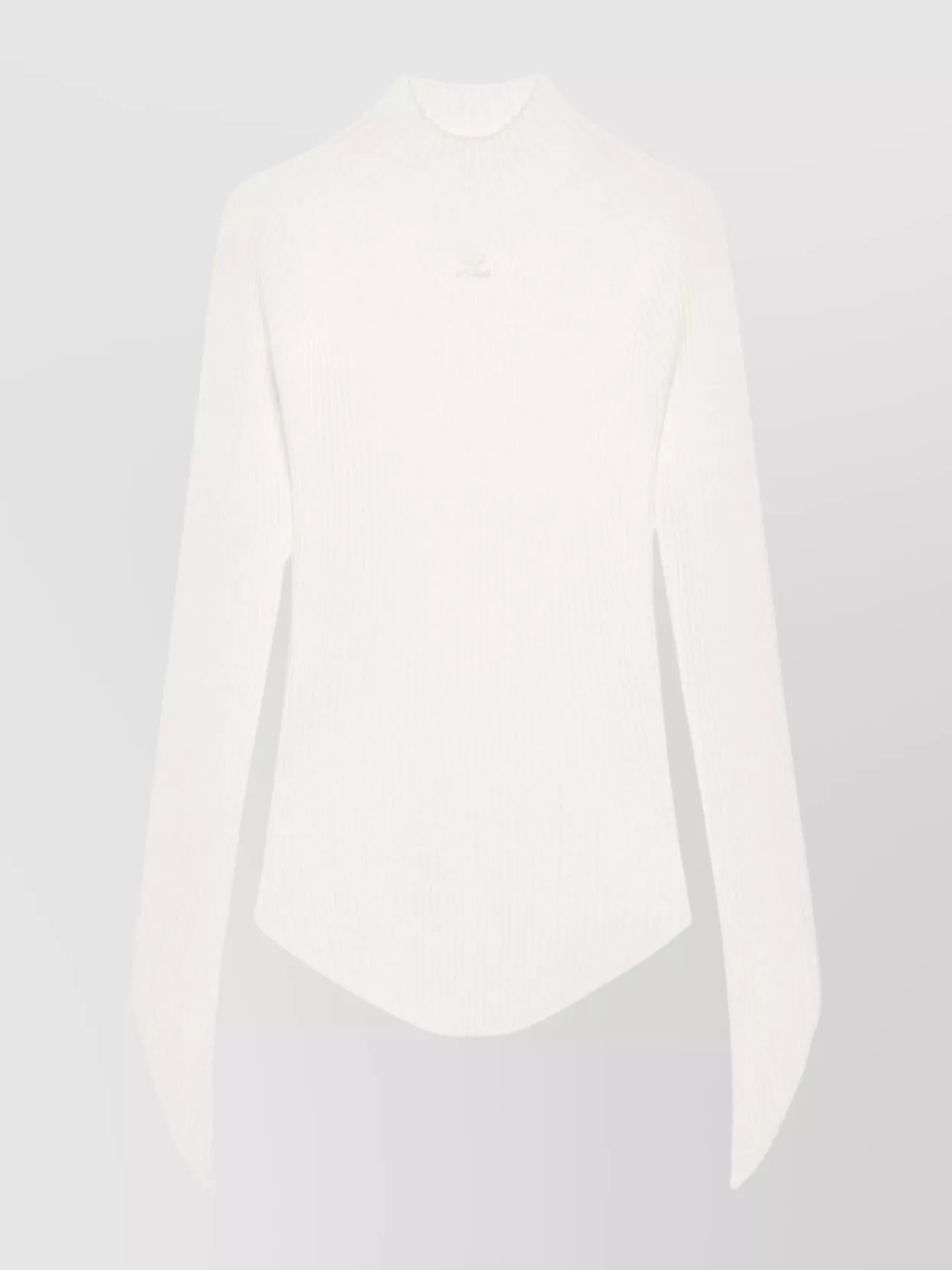 Courrèges Long Sleeve High Neck Ribbed Top In White