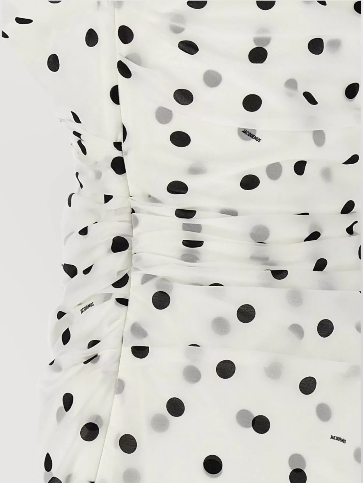 Shop Jacquemus 'rita' Polka Dot Draped Neckline Dress
