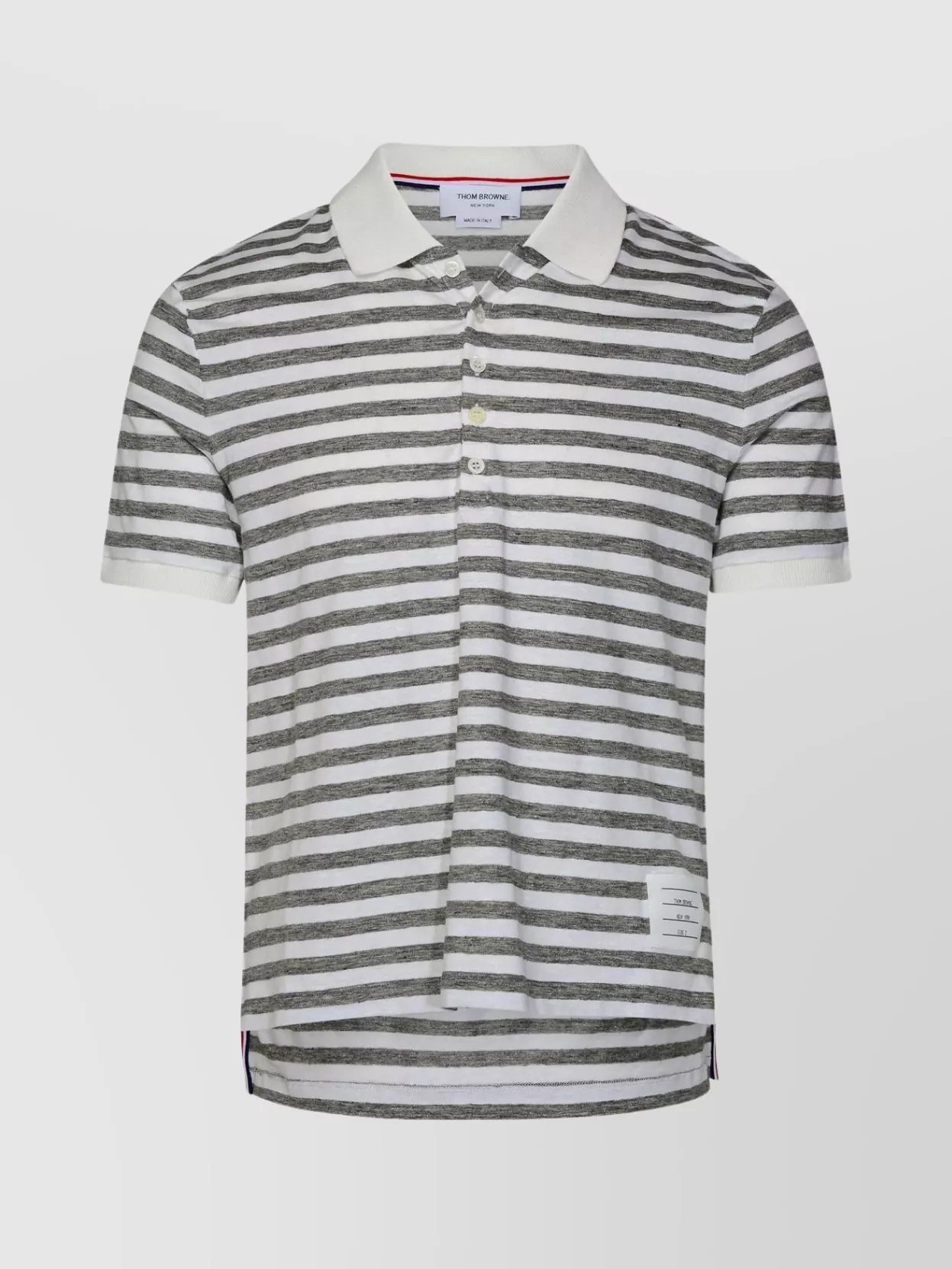 Shop Thom Browne Linen Blend Polo Shirt