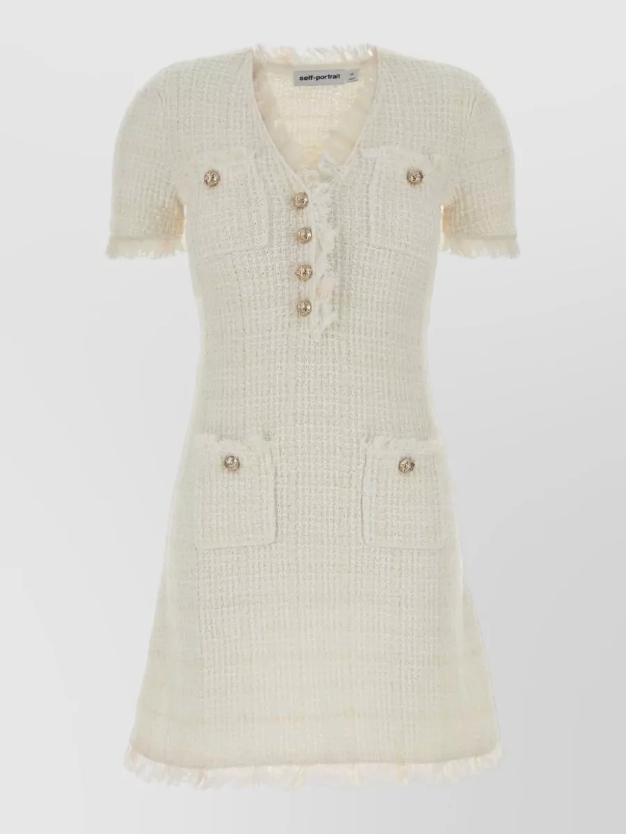 Self-Portrait tweed short-sleeve mini dress