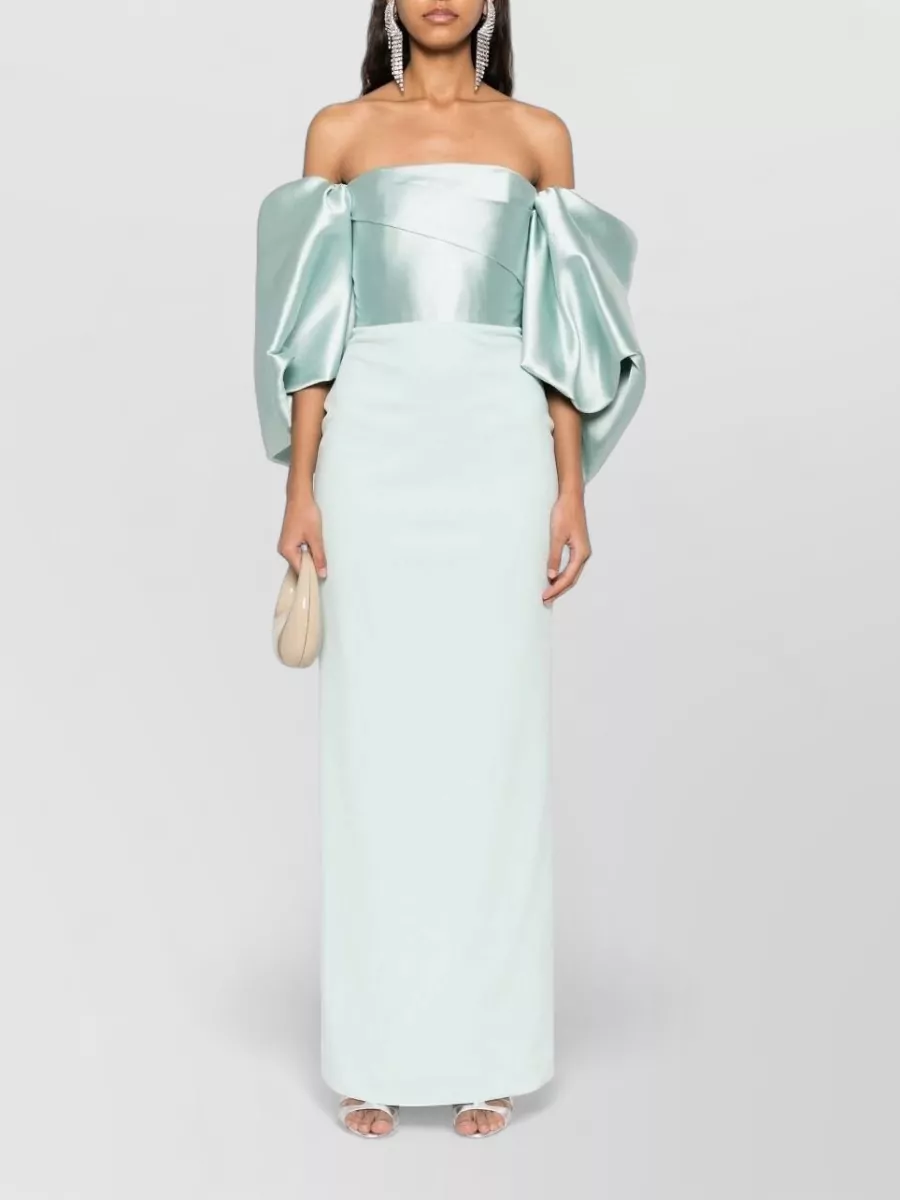 Solace London Off-Shoulder Puff-Sleeve Maxi Dress