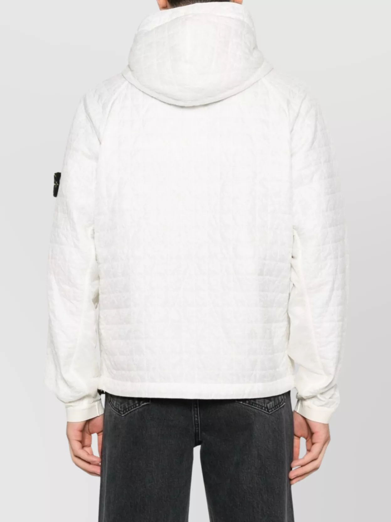 Stone Island Hooded Quilted Blouson Jacket In White