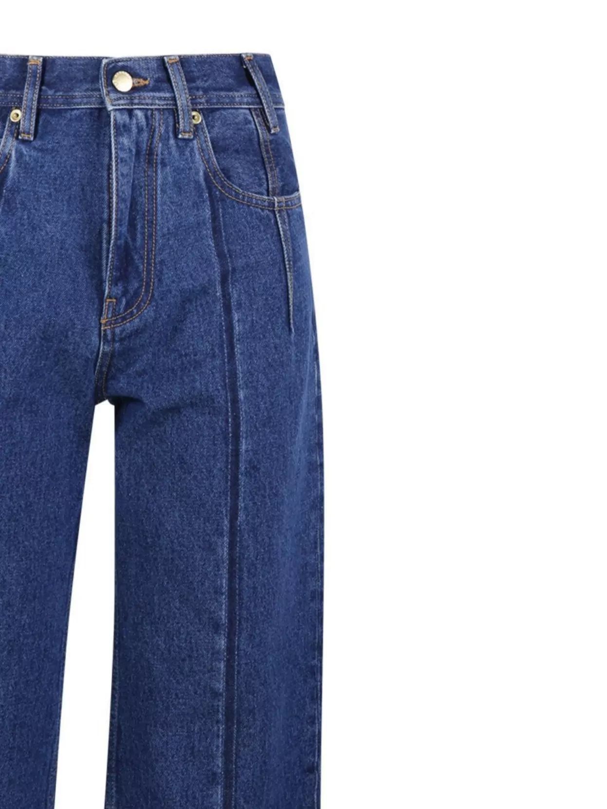 Darkpark Lu Straight Leg Pleat Effect Fitted Jeans In Blue