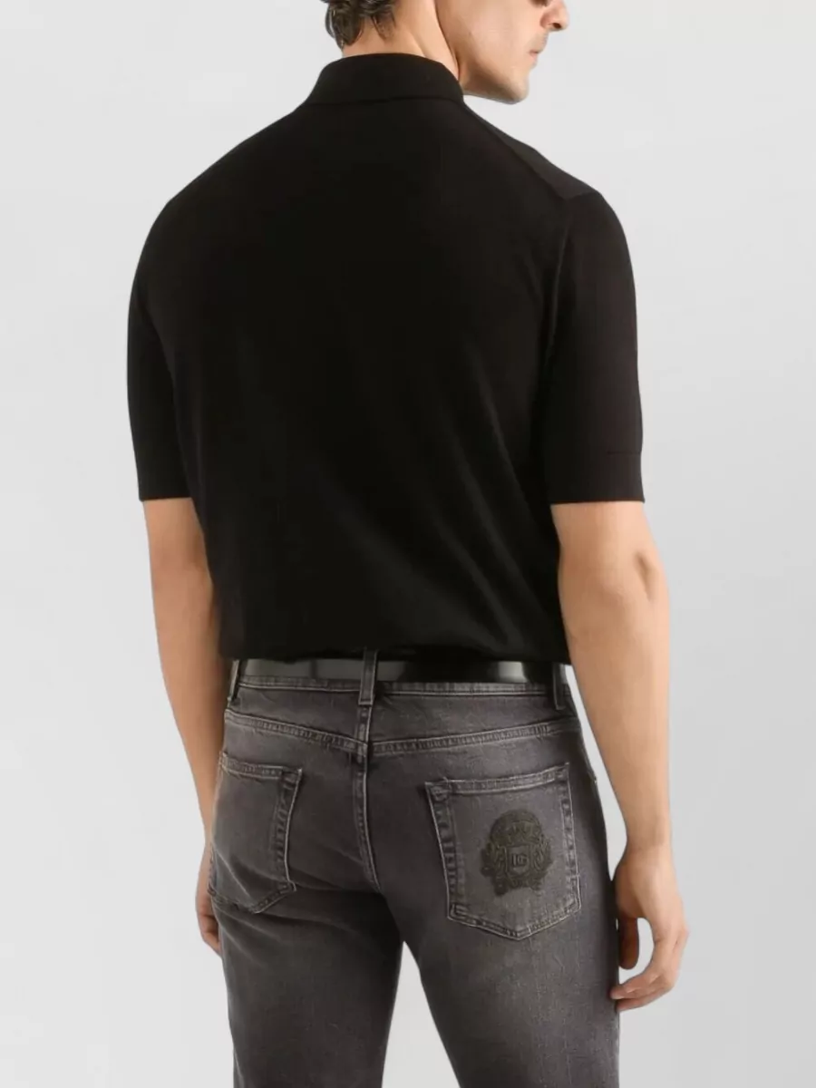 Dolce&Gabbana Cotton Shirt Polo Collar Ribbed Hem