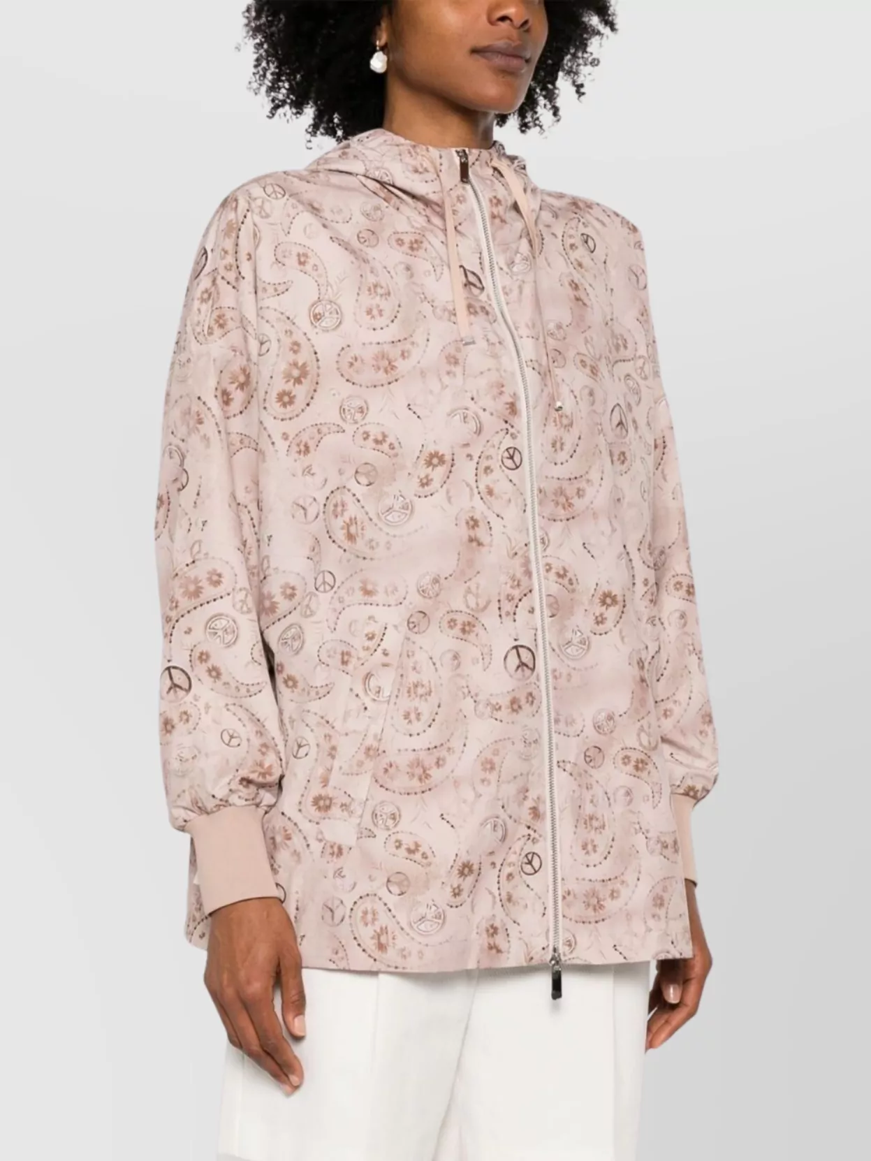 Emporio Armani Blouson Hooded Printed Drawstring Hem