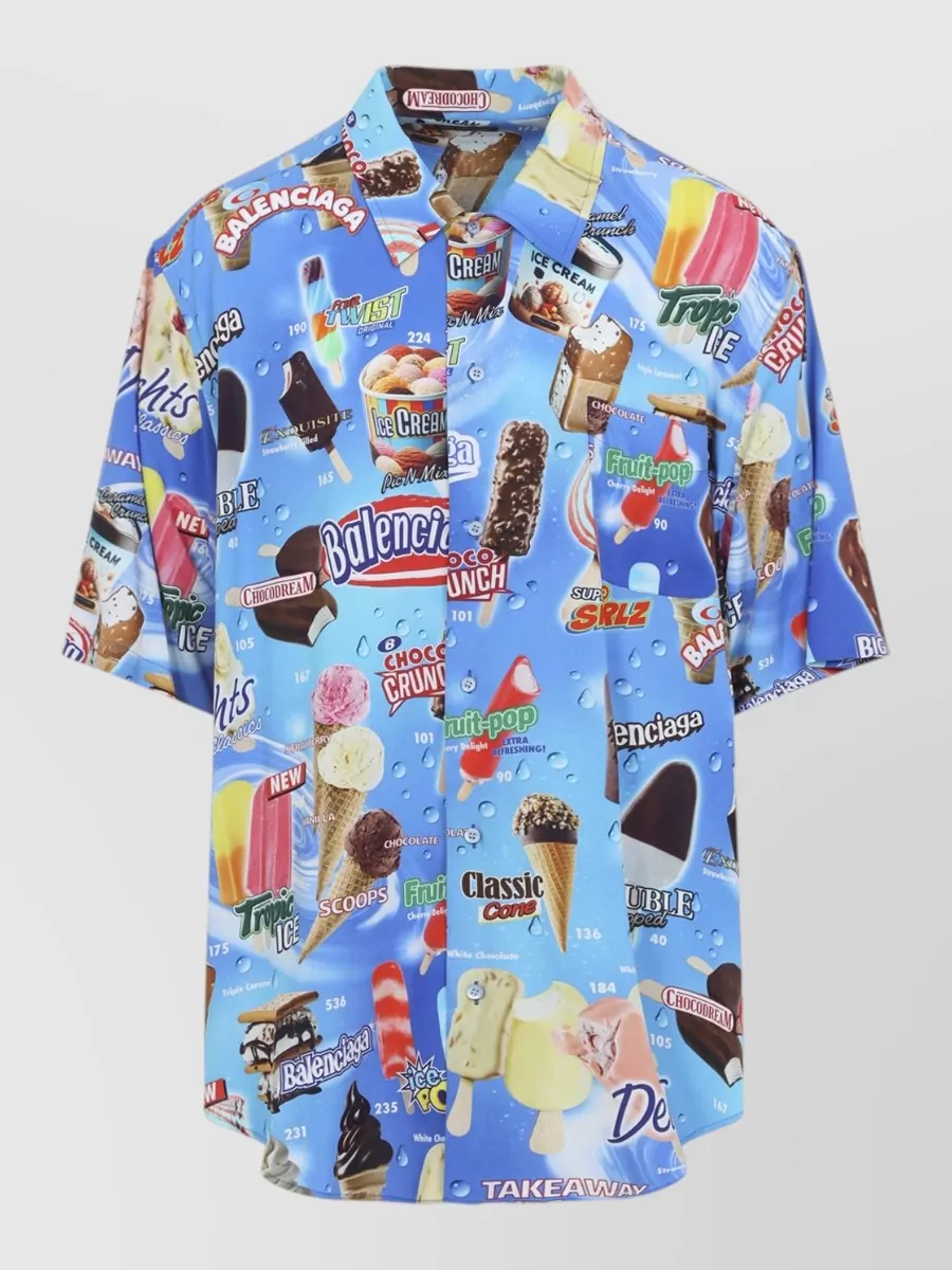 Balenciaga Short Sleeve Shirt Button Down Collar