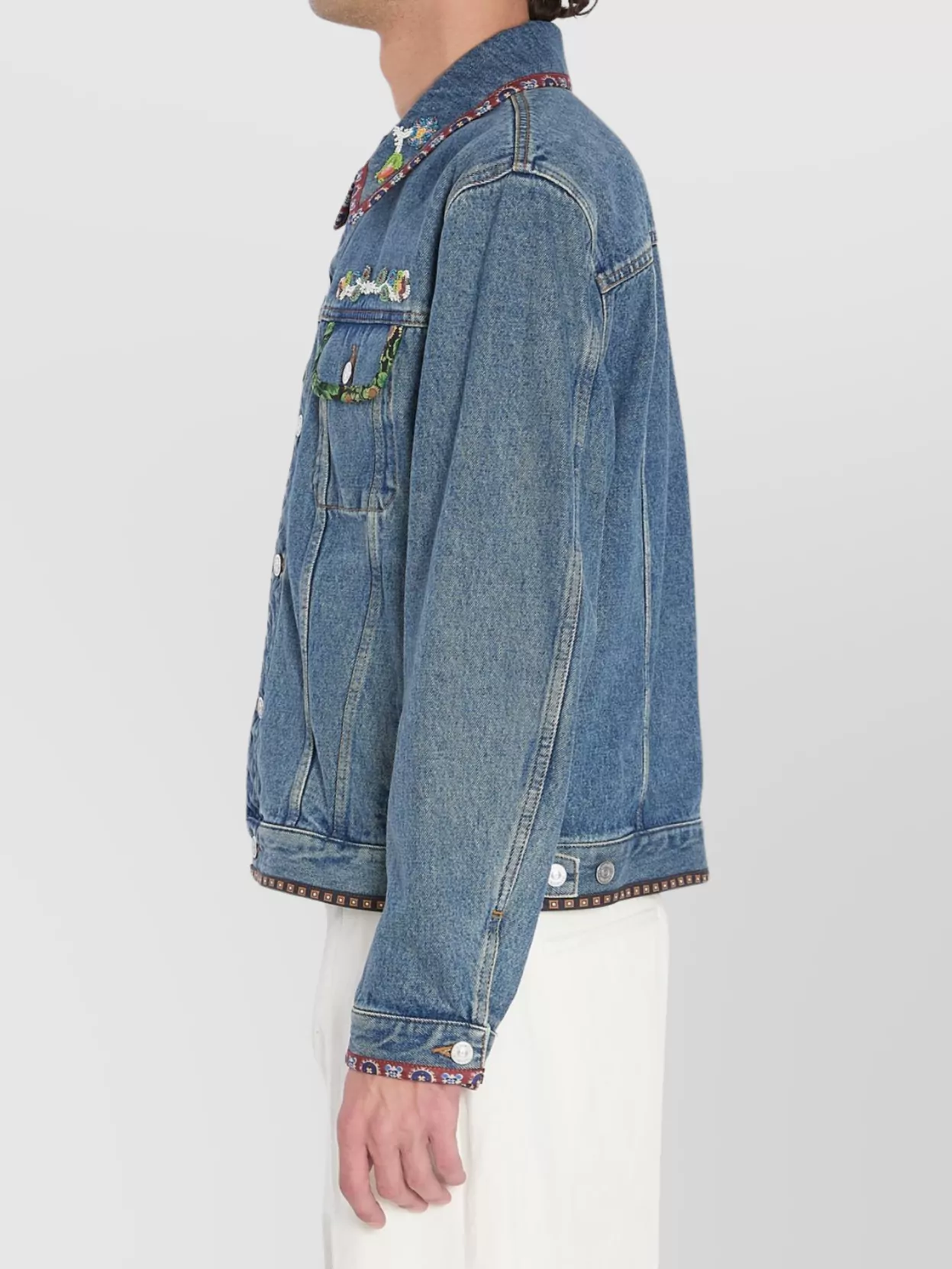 Valentino Garavani Denim Jacket Embroidered Printed Trims