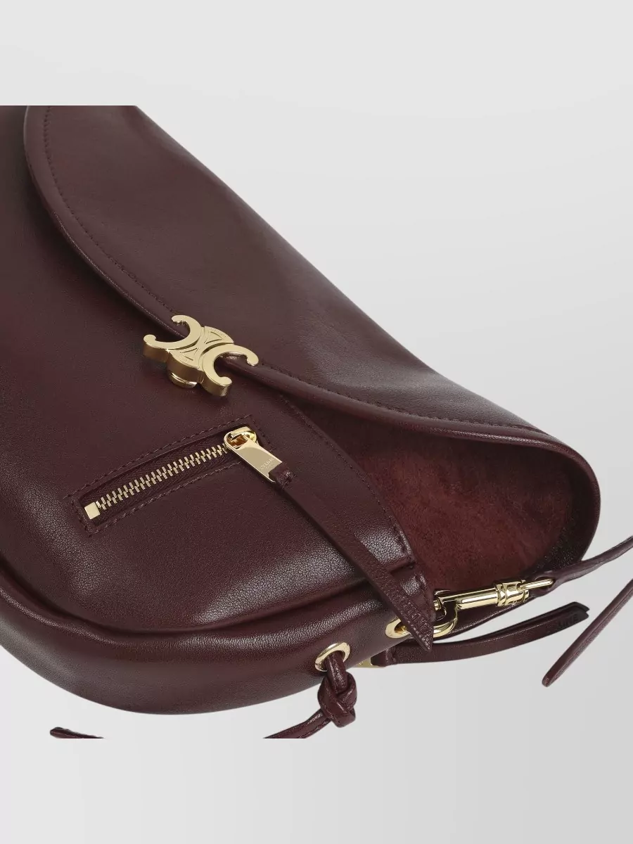 Celine Leather Small Halfmoon Crossbody Bag