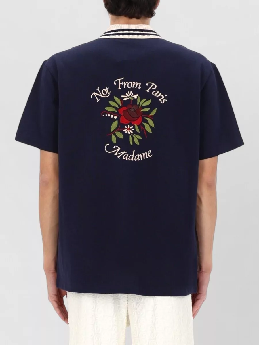 Drôle De Monsieur Slogan Rose Shirt Relaxed Cut Stripes