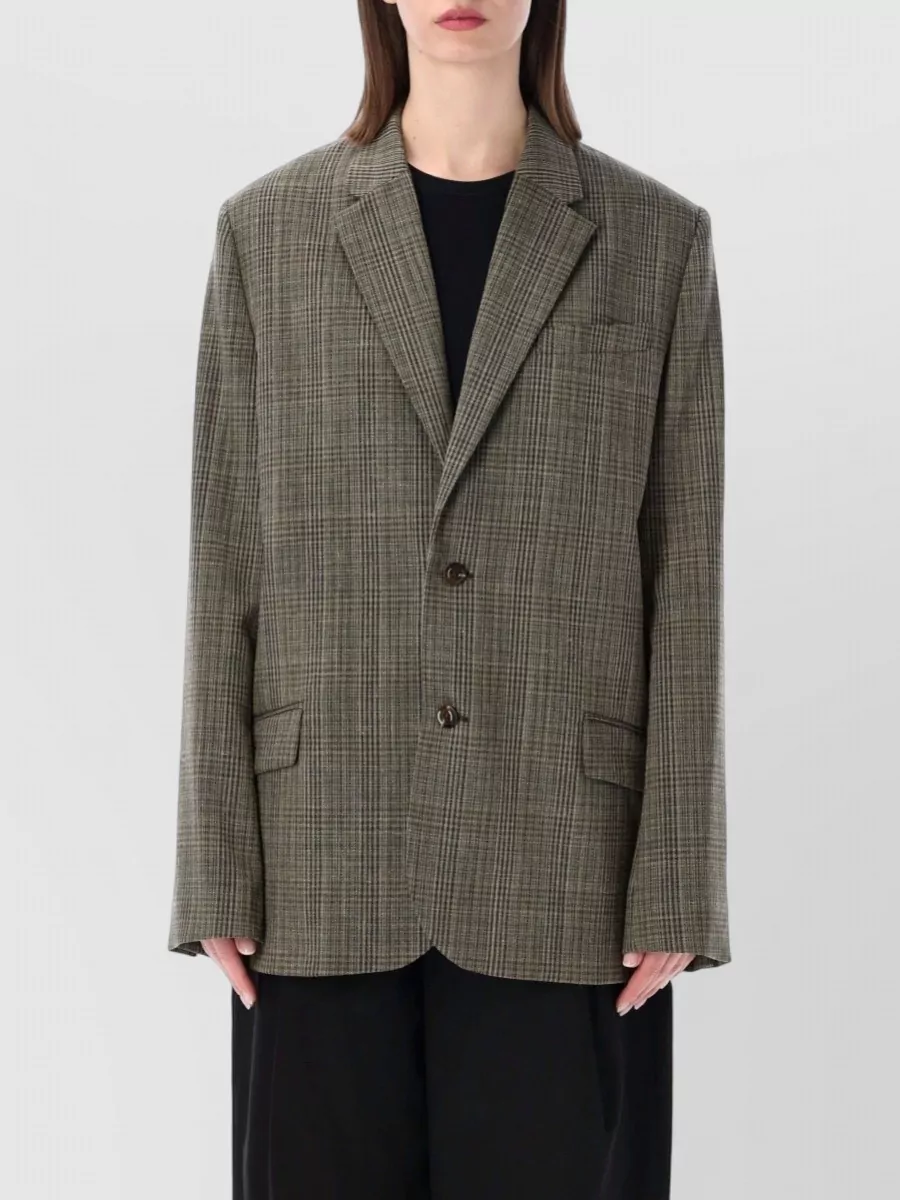 Soeur checked oversized wool-blend suit jacket