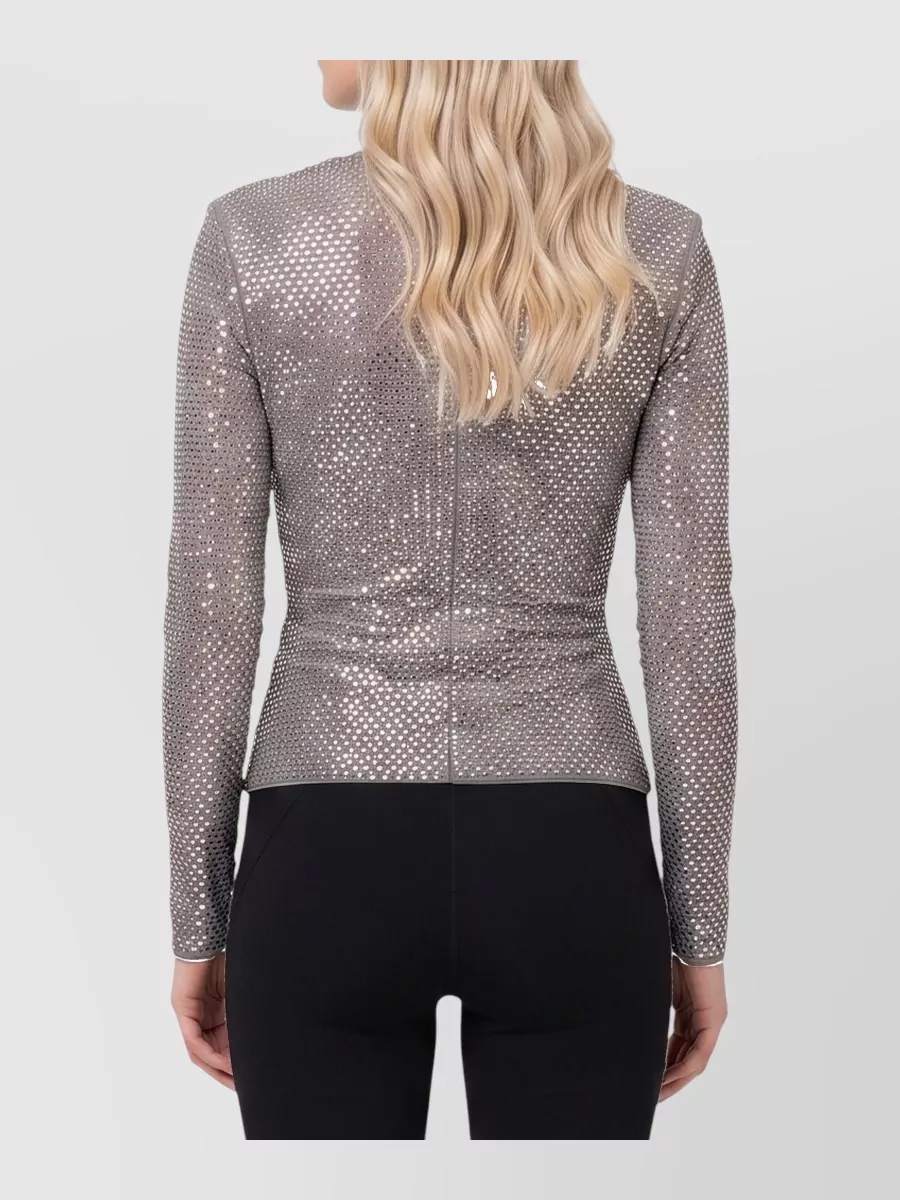 Self-Portrait Rhinestone Mesh Wrap Blouse