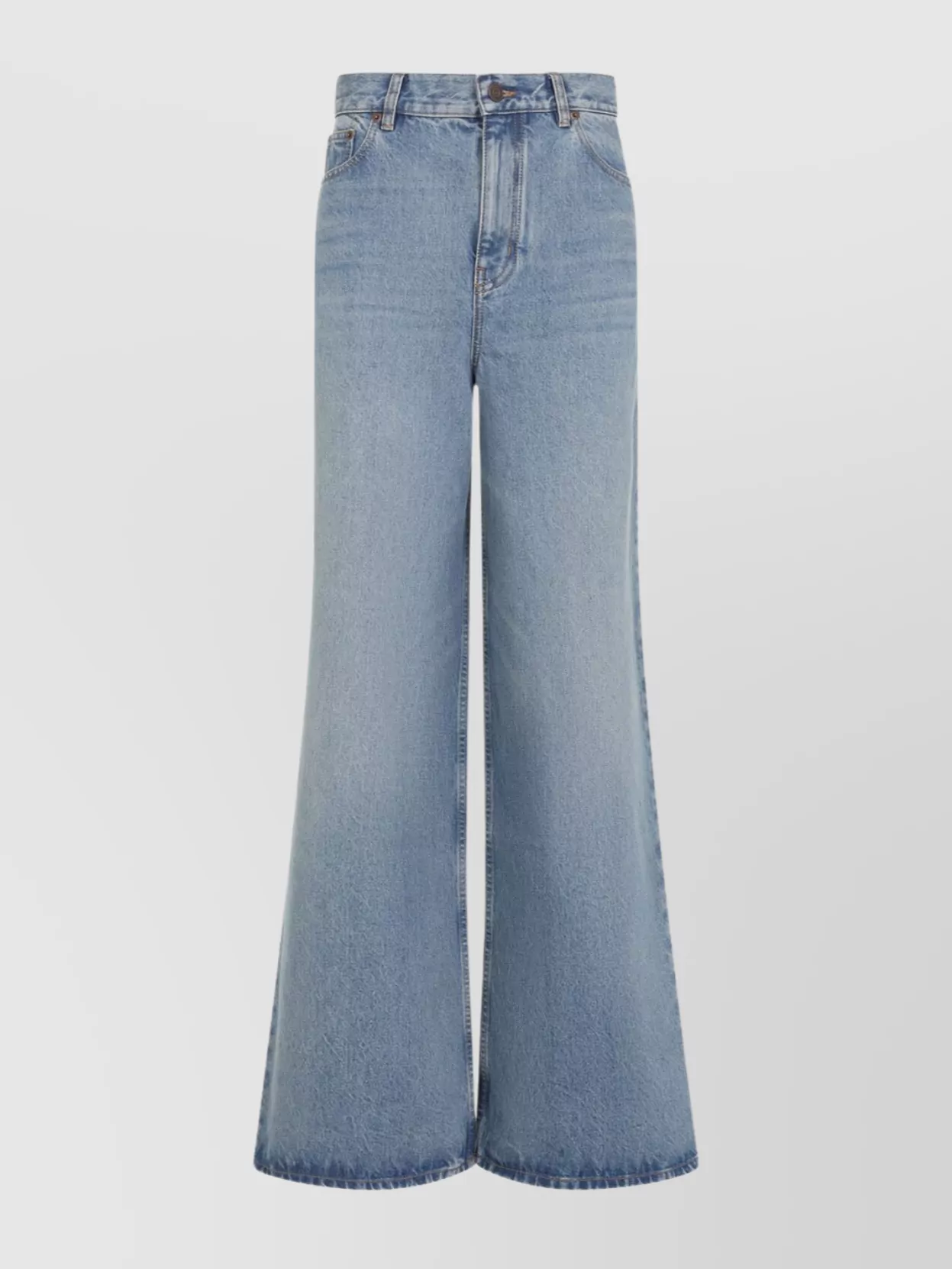 Chloé Belted Flared Wide-leg Cotton Trousers