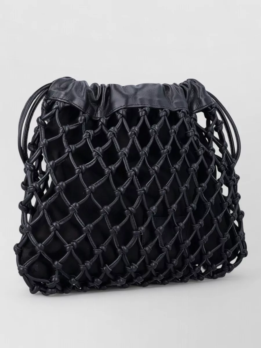 The Frankie Shop Leather Macramé Small Bucket Bag
