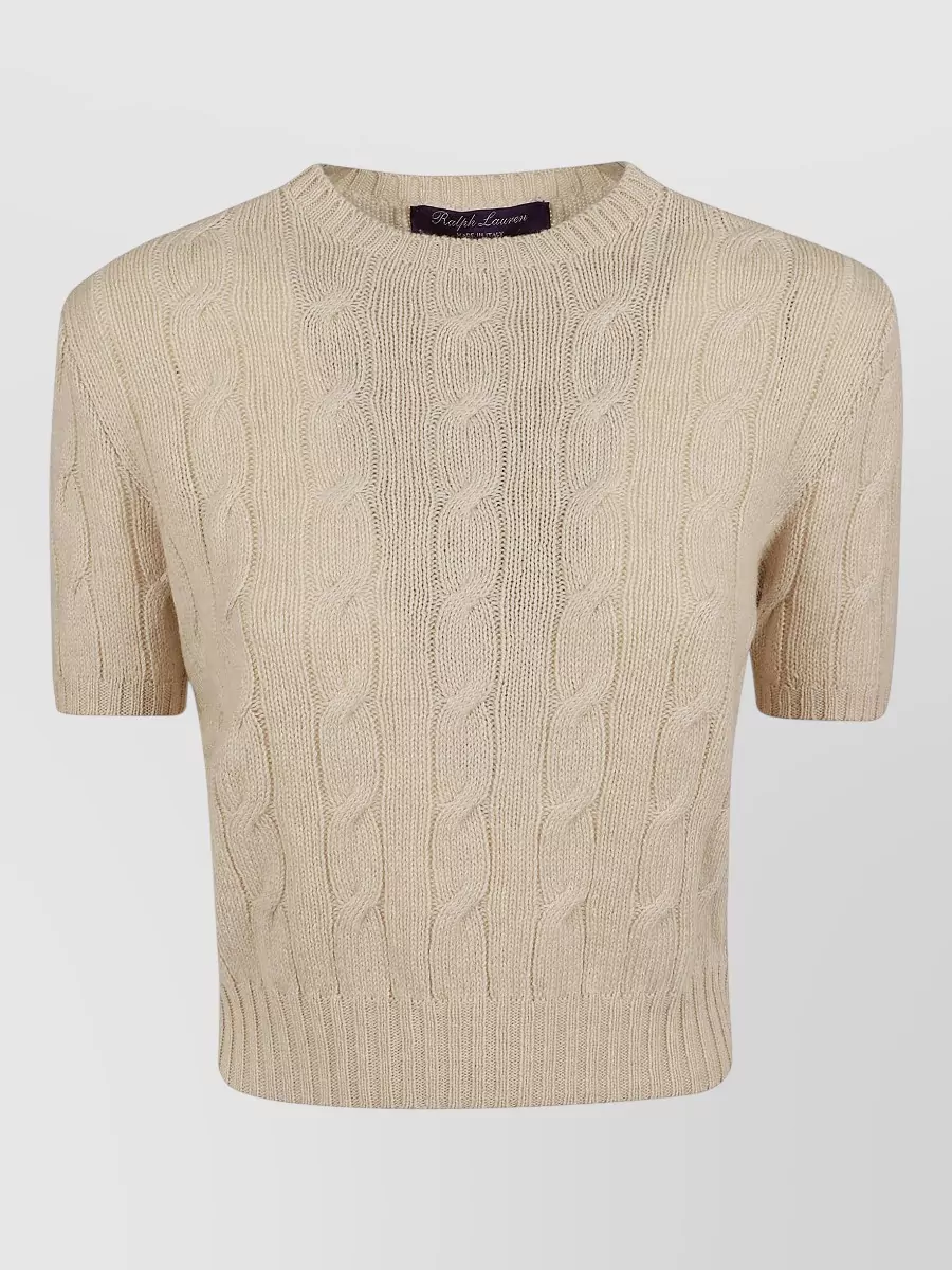Ralph Lauren Cashmere cable-knit crew-neck short-sleeve sweatshirt