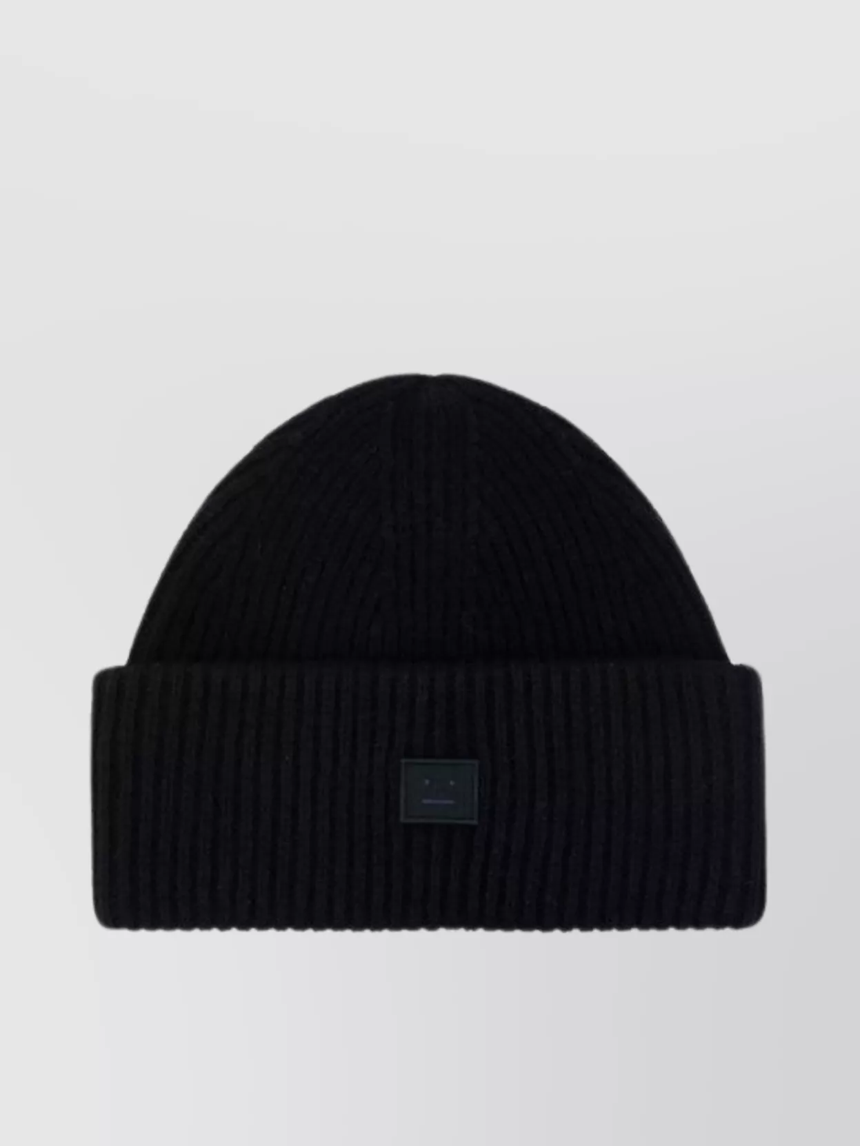 Shop Acne Studios Ribbed Wool Beanie Hat With Embroidered Lapels