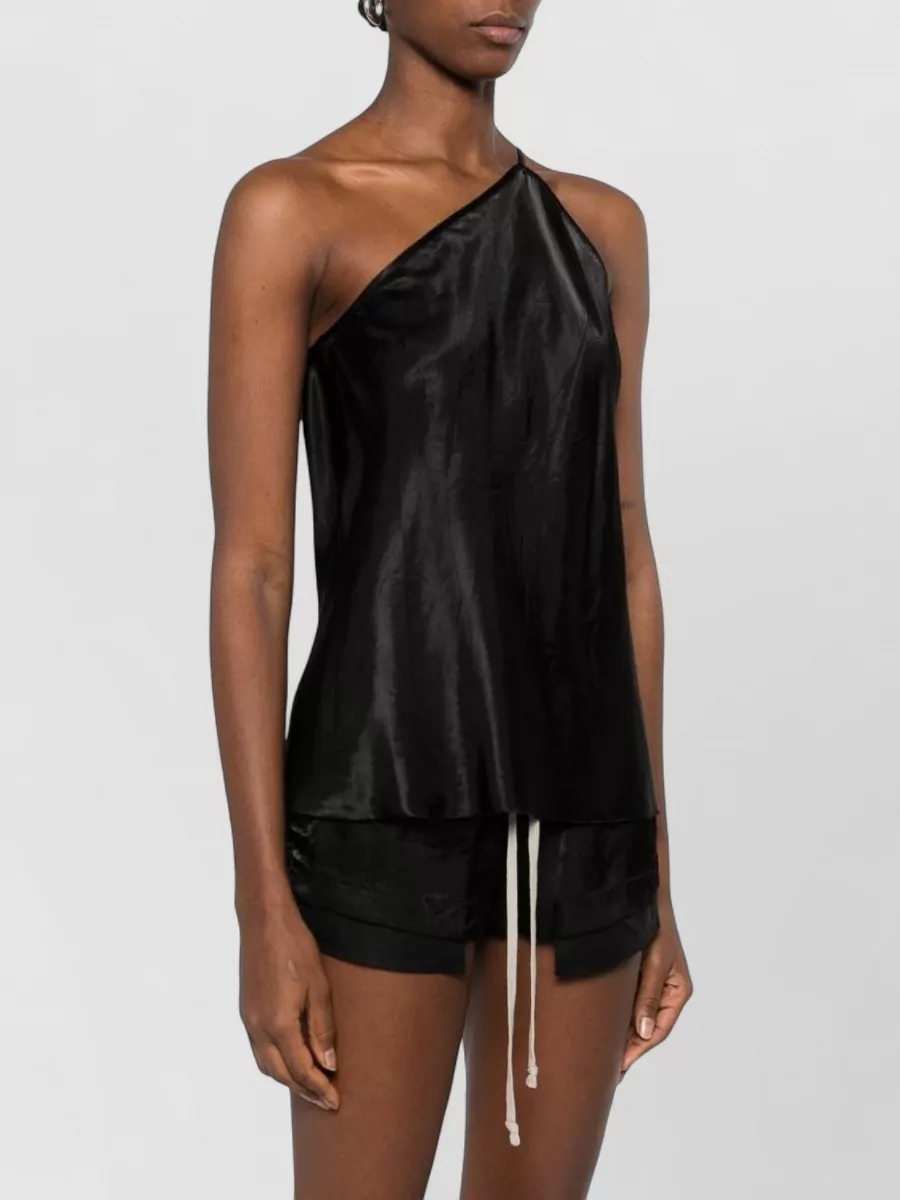 Rick Owens One Shoulder Nylon Satin Silk Top