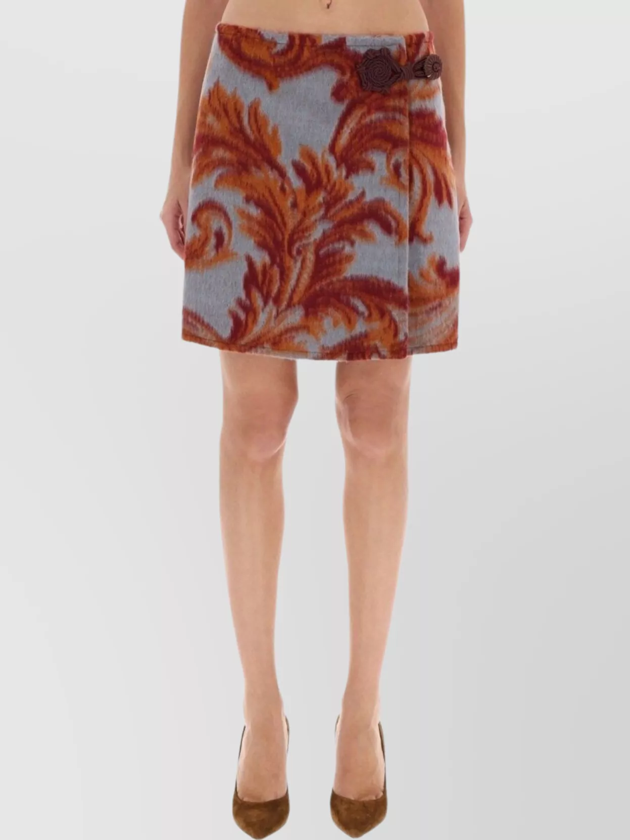 Etro Floral Wrap Mini Skirt Decorative Button In Multi