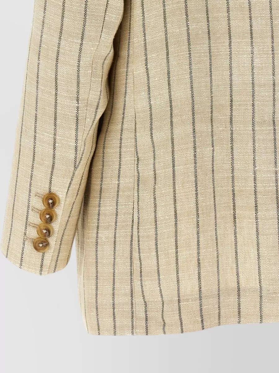 Blazé Milano Linen Blend Pinstripe Double-Breasted Blazer