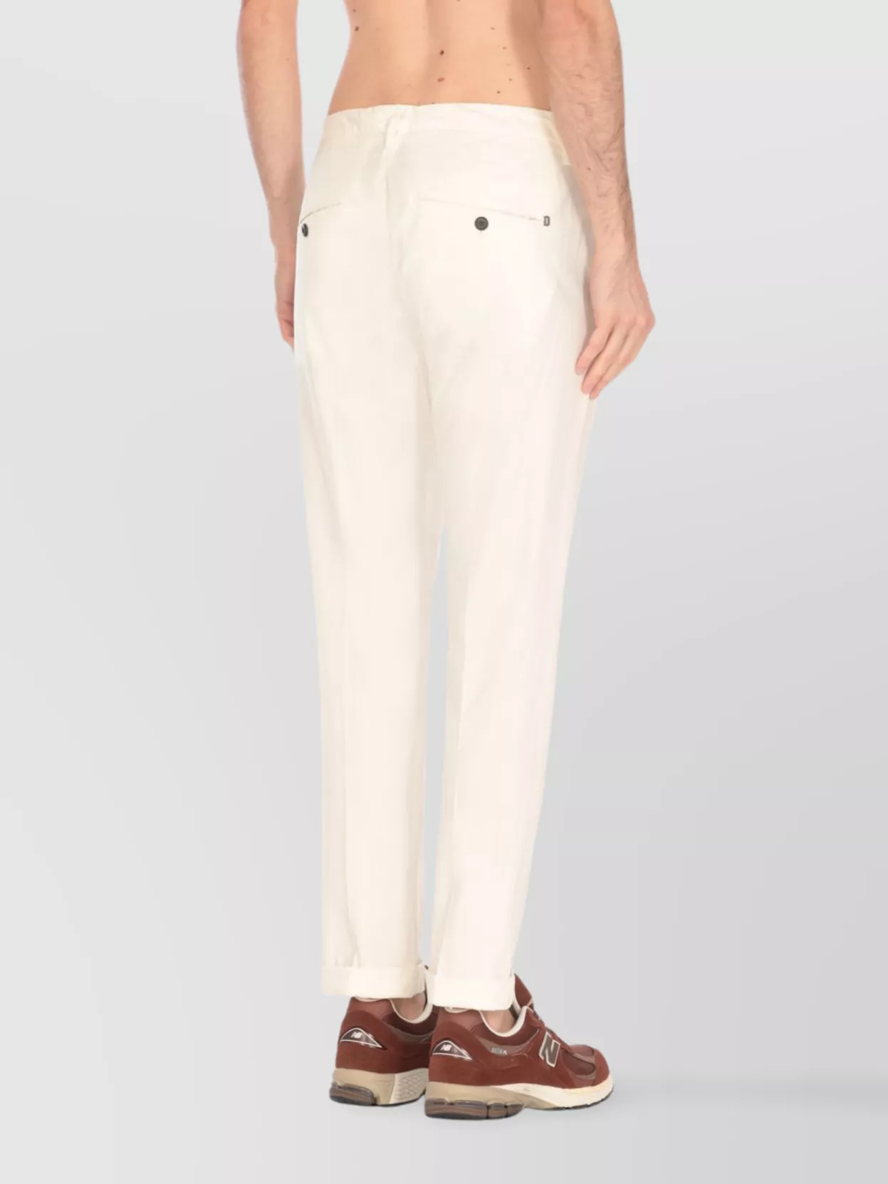 Dondup Straight Leg Trousers Rolled Cuffs In White